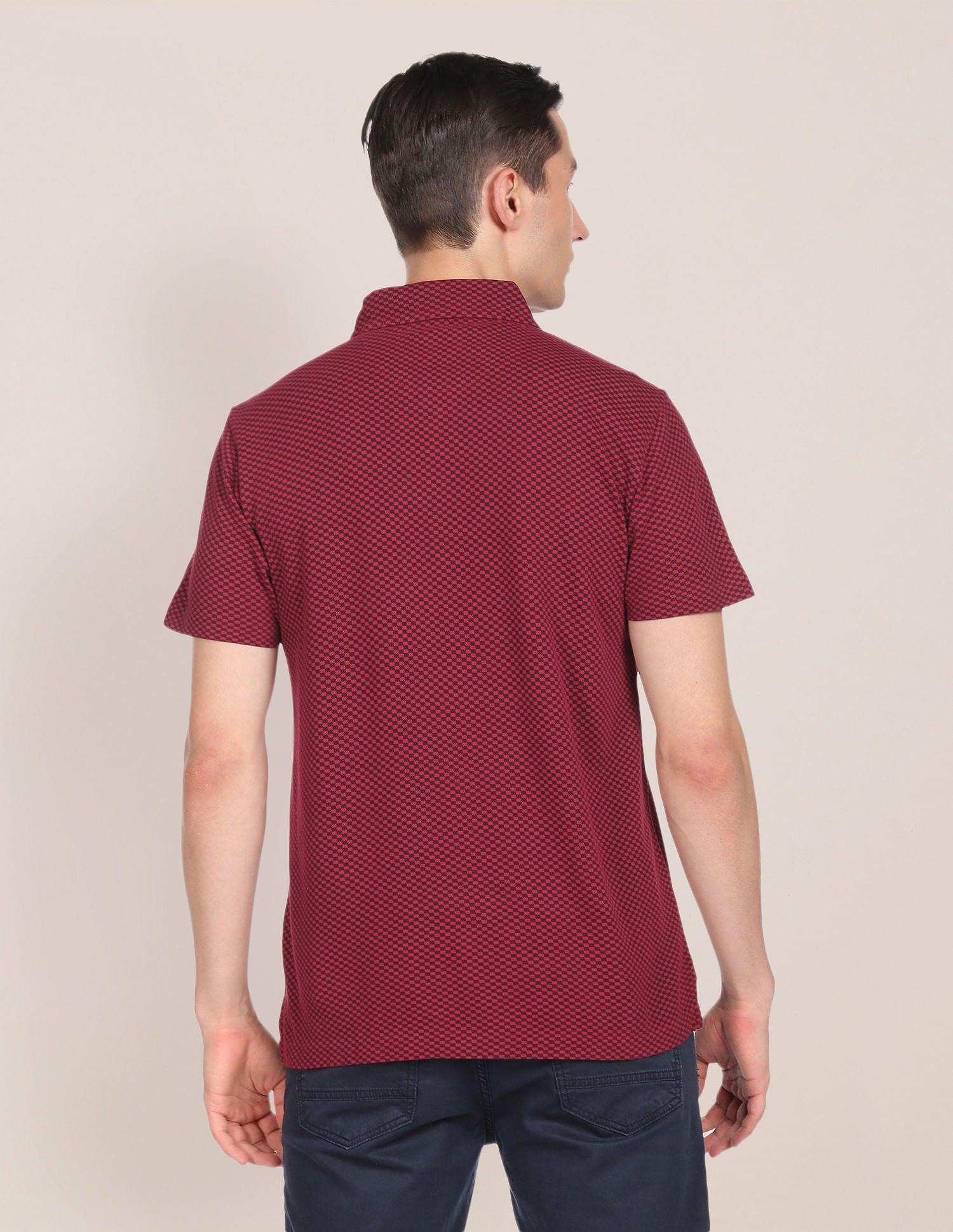 Pique Printed Polo Shirt Dark Red - U.S. Polo Assn. India | Large