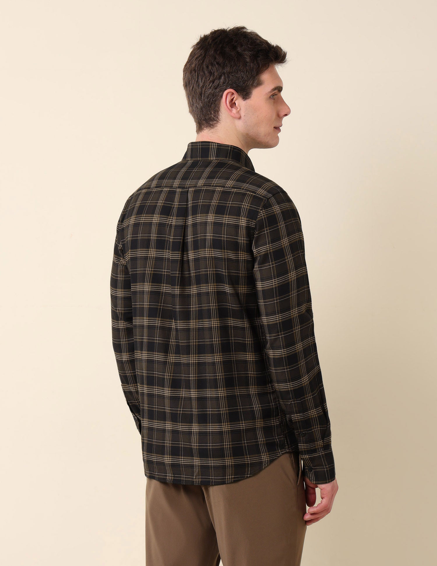 Grid Tattersall Checked Pure Cotton Shirt Brown - U.S. Polo Assn. India | Large