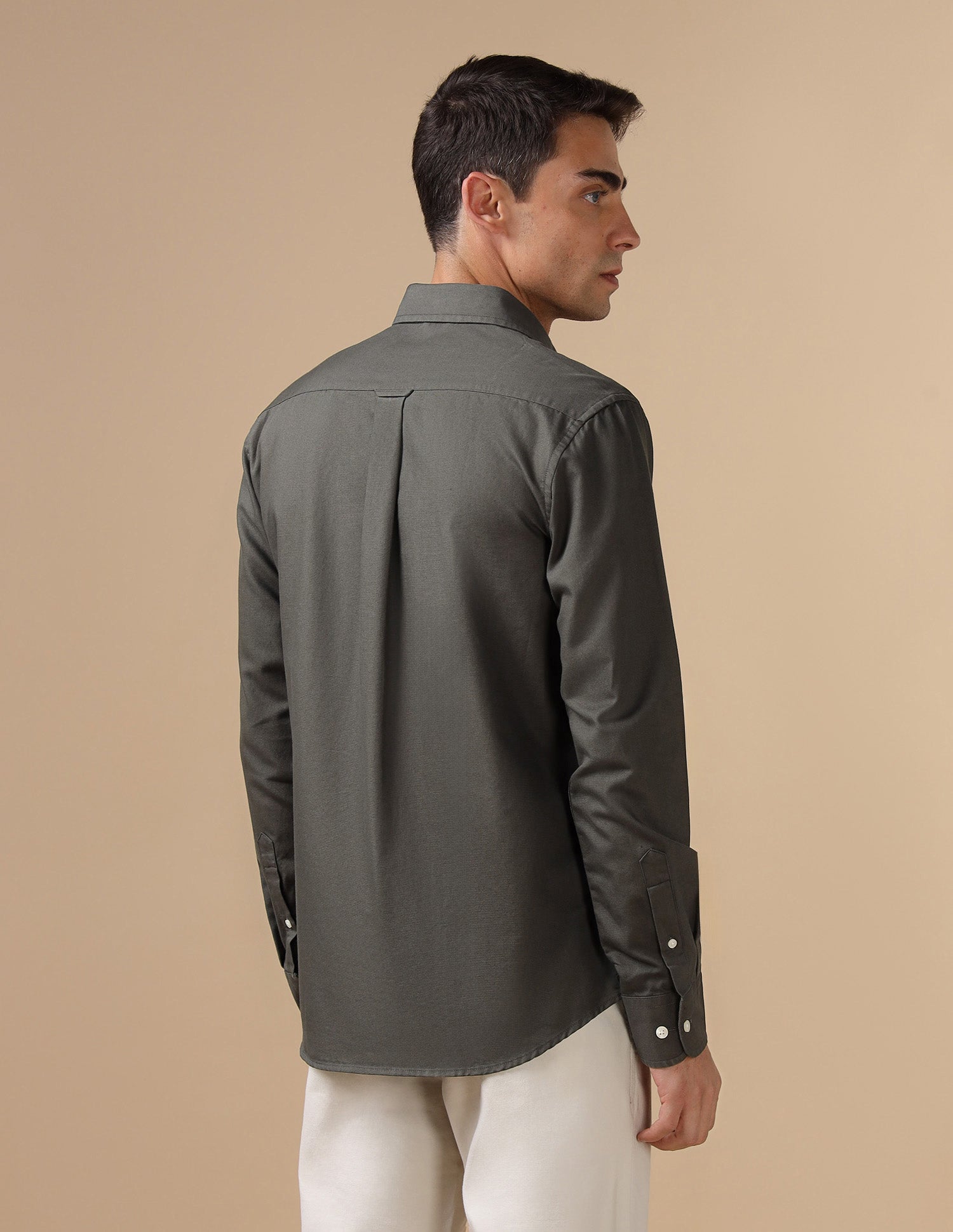 Tailored Fit Pure Cotton Shirt Light Olive - U.S. Polo Assn. India | Large