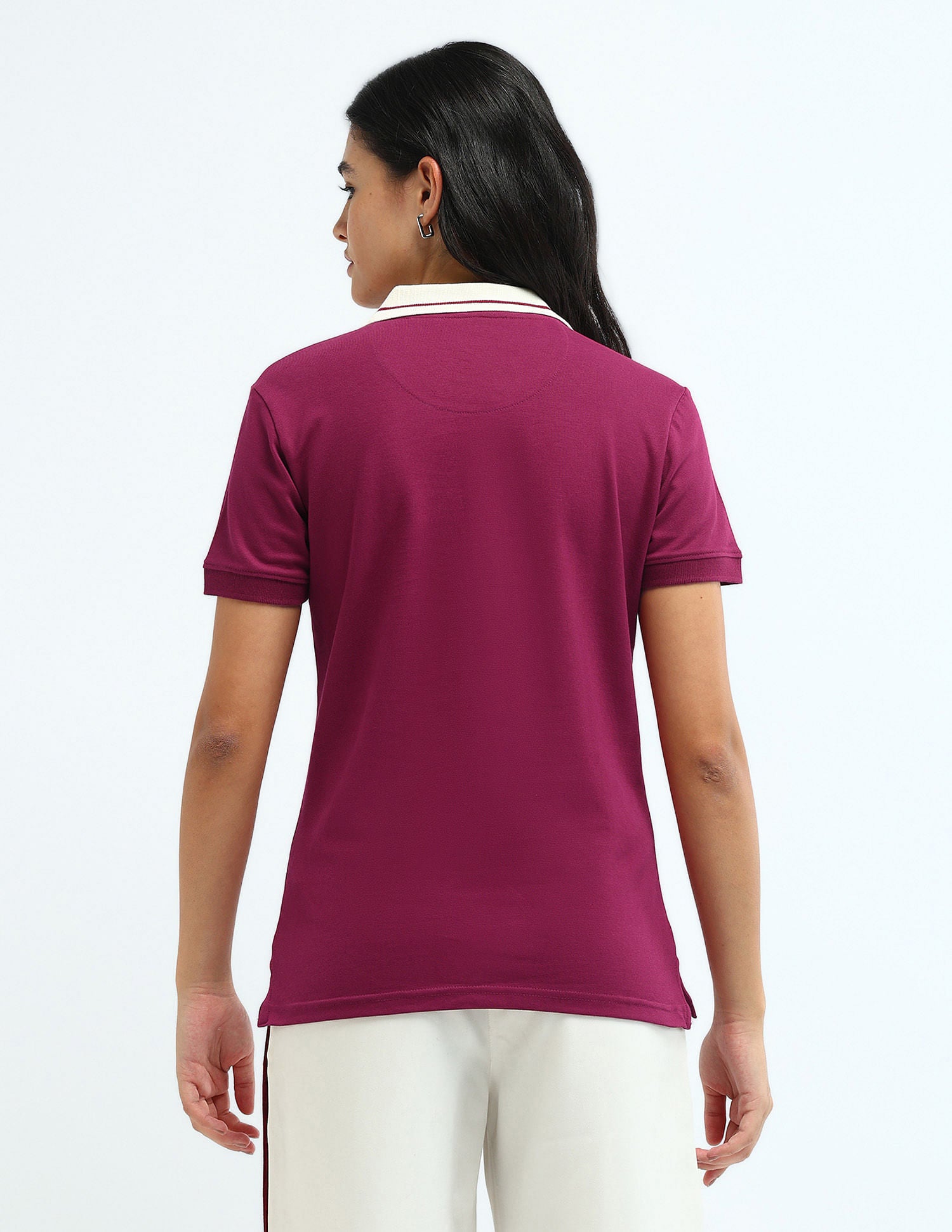 Contrast Polo Collar V Neck  and Placket Wine - U.S. POLO ASSN. | Large