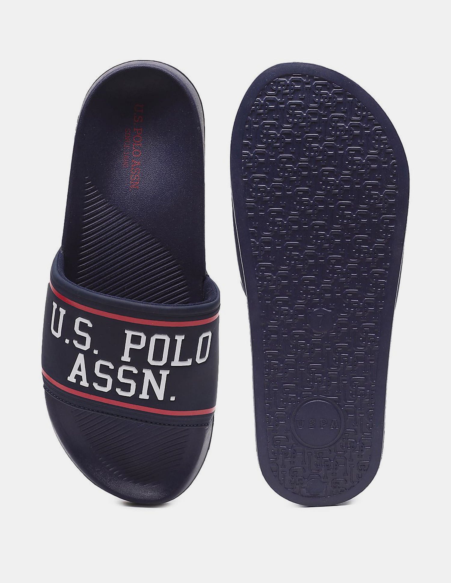 Men Brand Printed Trojan Sliders Navy - U.S. Polo Assn. India | Large