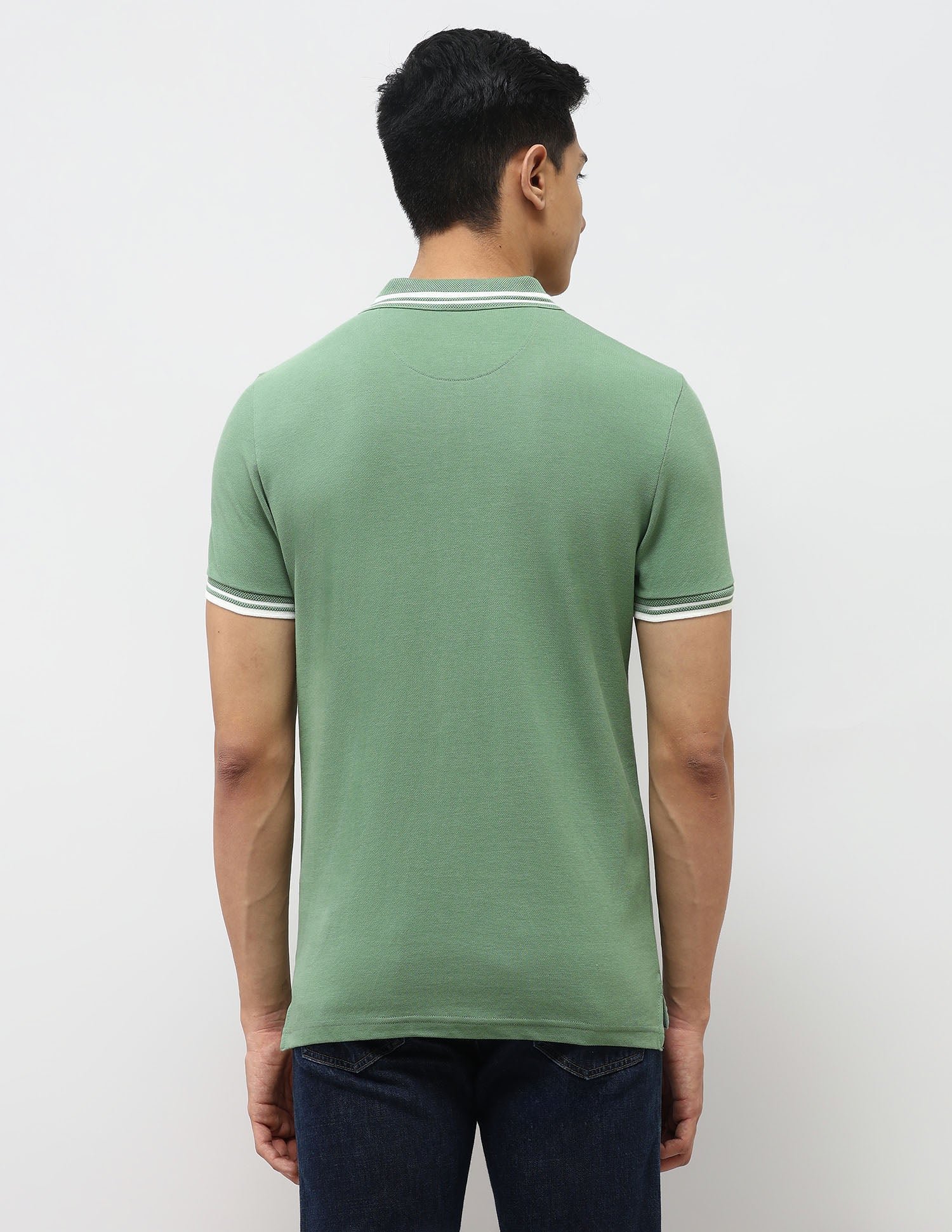 Pure Cotton Muscle Fit Polo Shirt Light Green - U.S. Polo Assn. India | Large