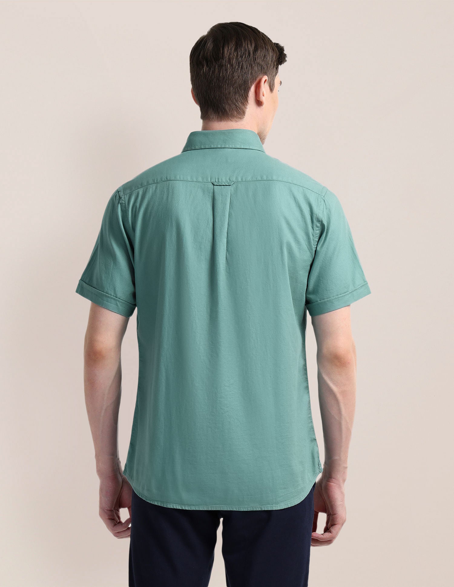 Cutaway Collar Premium Cotton Shirt Green - U.S. Polo Assn. India | Large
