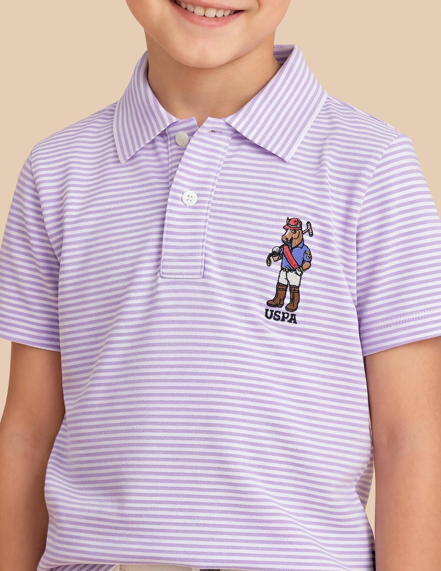 Horizontal Striped Regular Fit Polo Shirt Pink - U.S. Polo Assn. India | Large