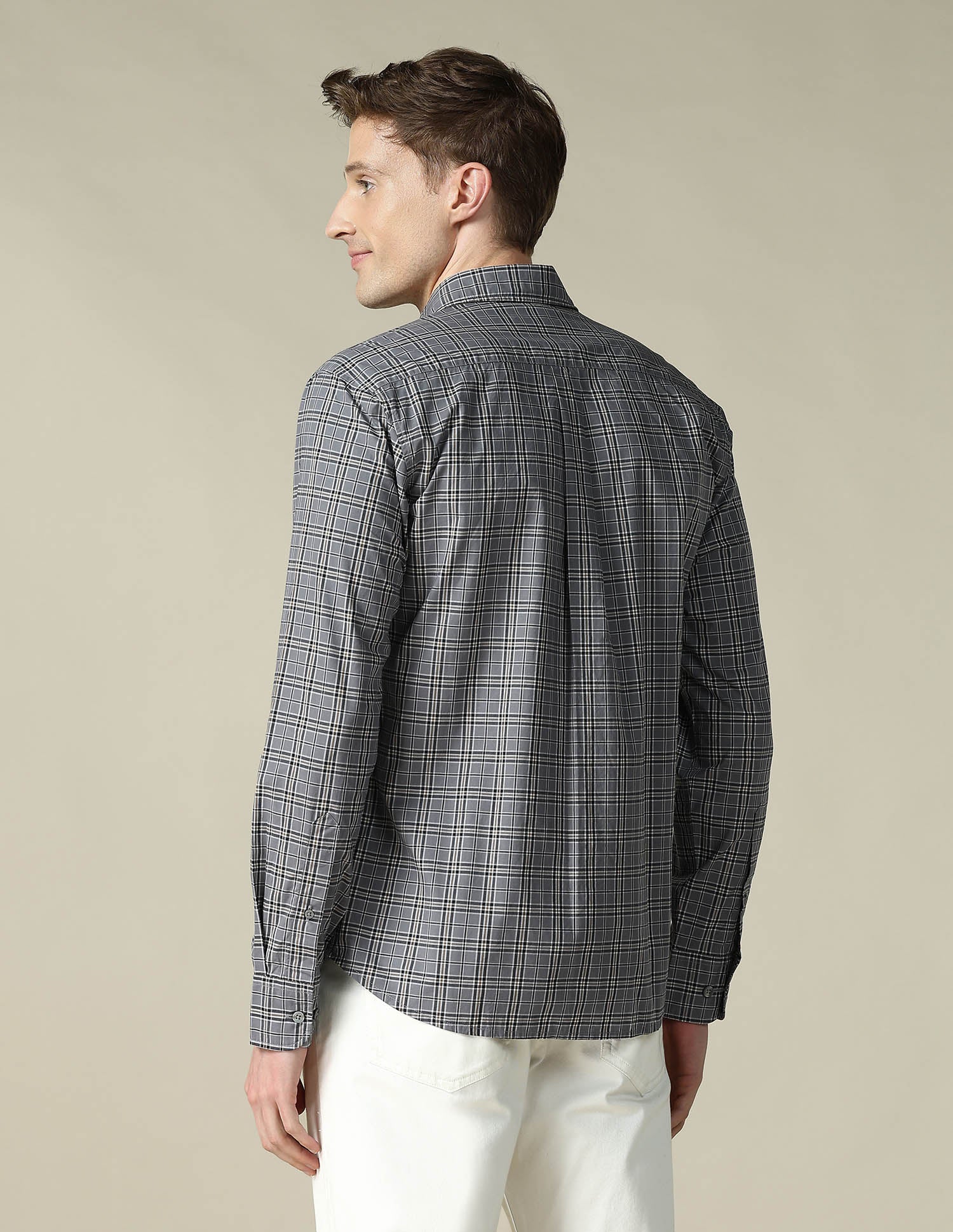 Grid Tattersall Checked Tailored Fit Shirt Dark Grey - U.S. POLO ASSN. | Large