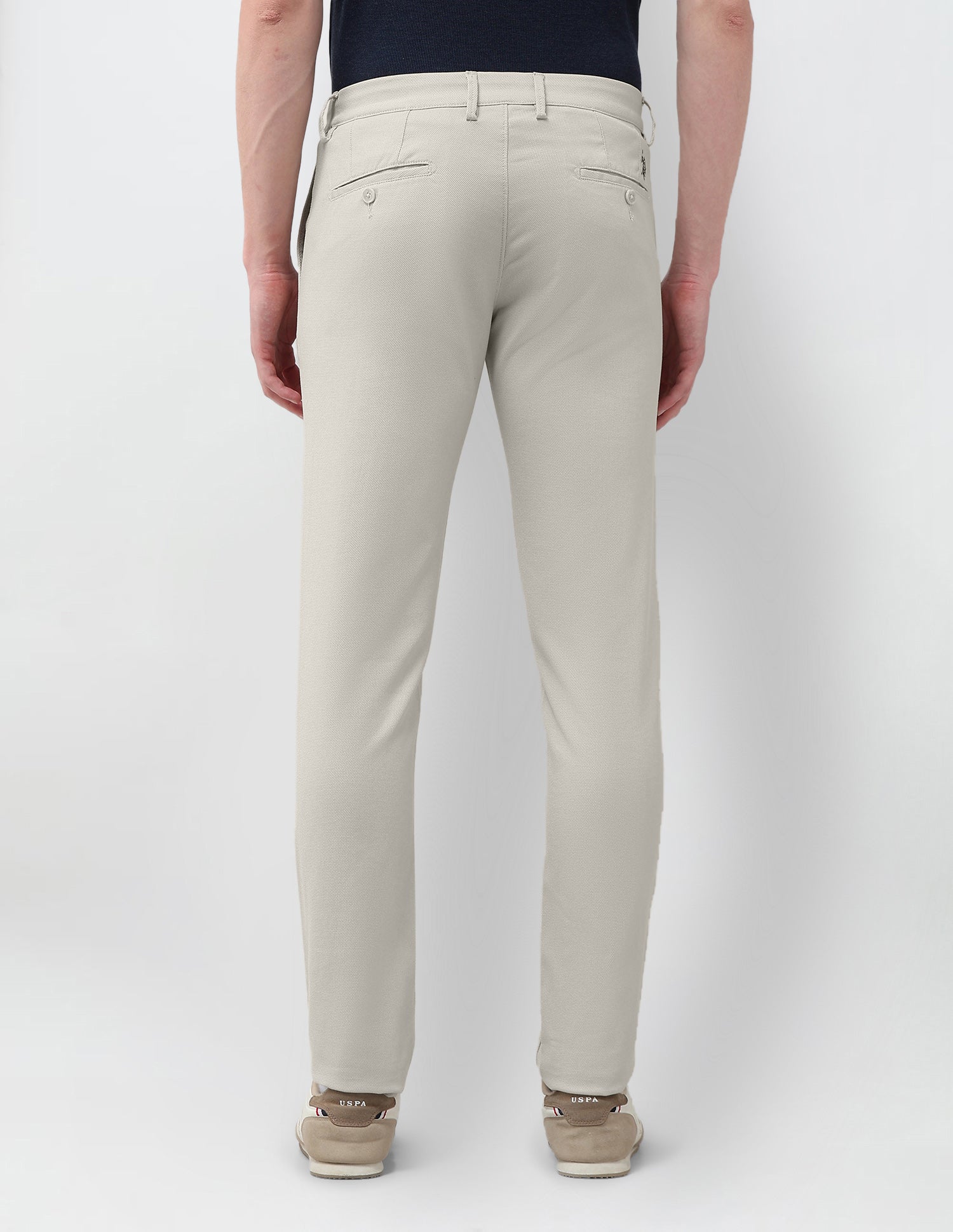 Denver Slim Fit Textured Trousers Stone - U.S. Polo Assn. India | Large