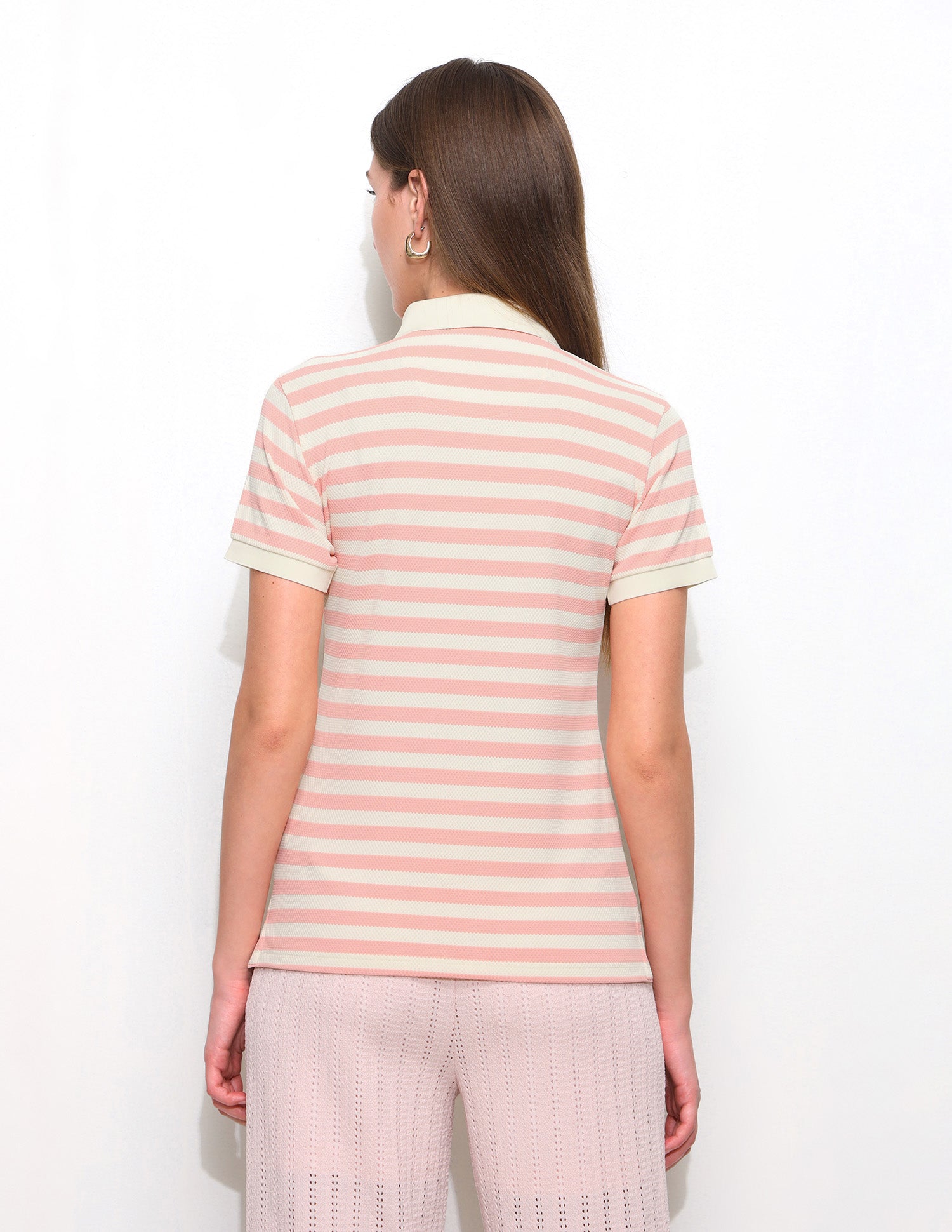 Horizontal Striped Key Hole Polo Shirt Pink - U.S. Polo Assn. India | Large