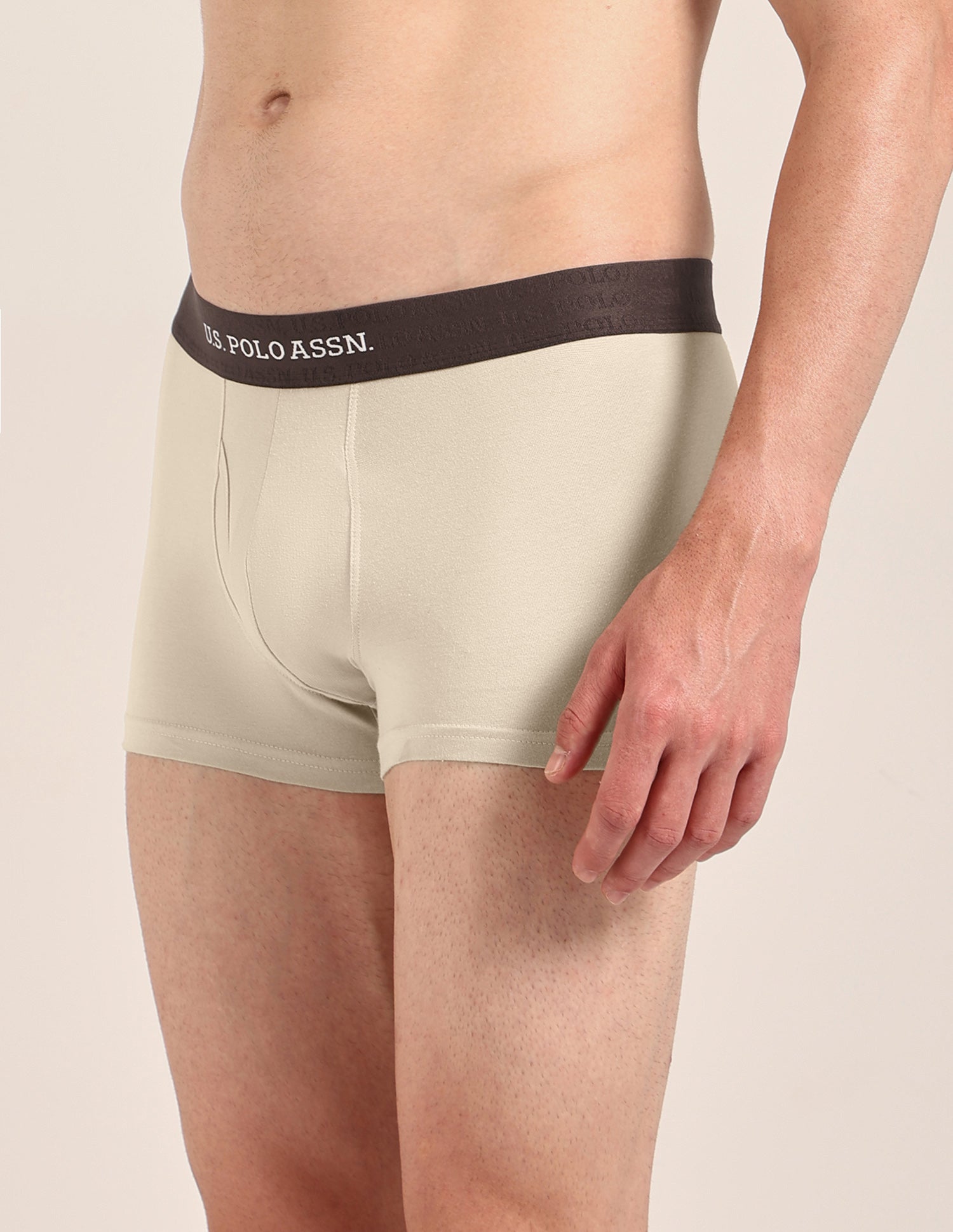 Cotton Stretch Antimicrobial OET21 Trunk - Pack Of 2 Oatmeal/Navy - U.S. Polo Assn. India | Large