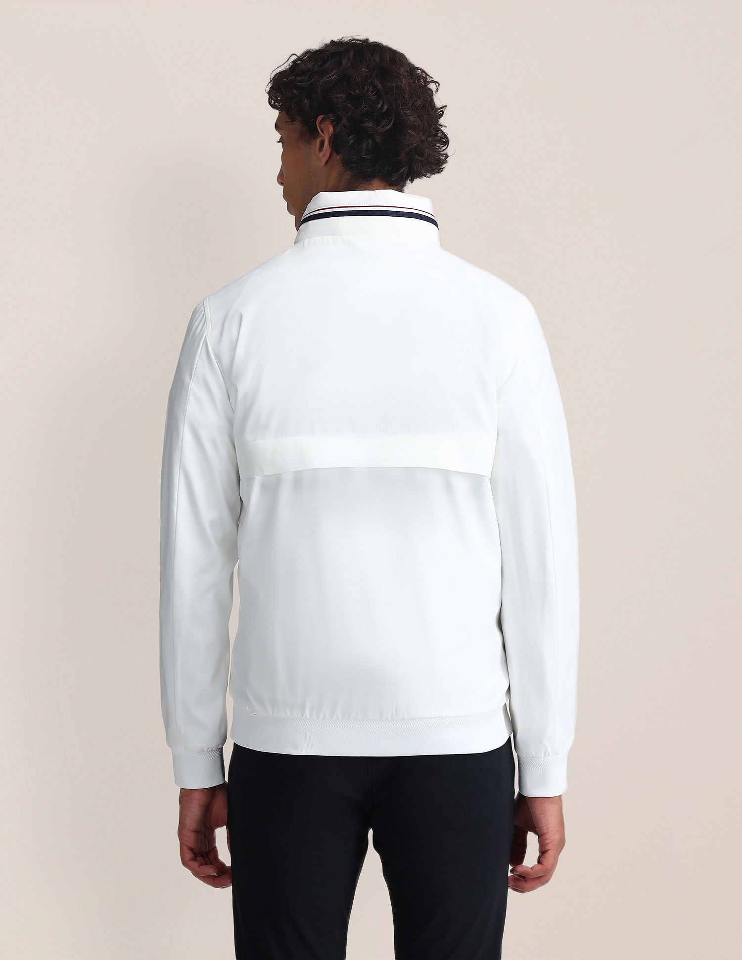 Brand Printed Regular Fit Jacket White - U.S. Polo Assn. India | Large