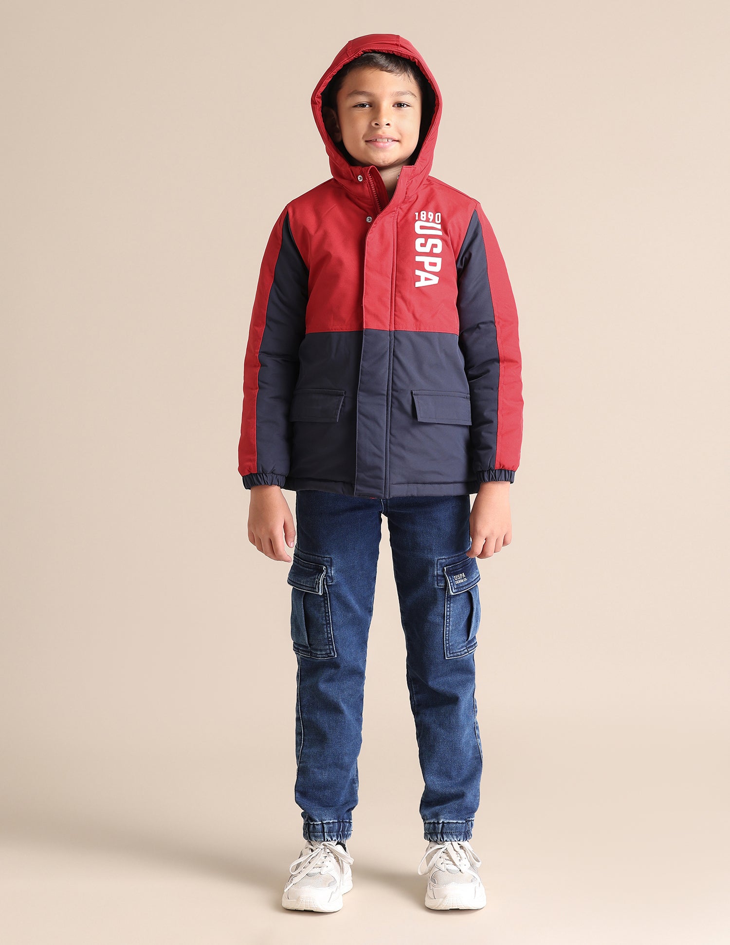 Boys Colour Blocked Hooded Jacket Red - U.S. POLO ASSN. | Large