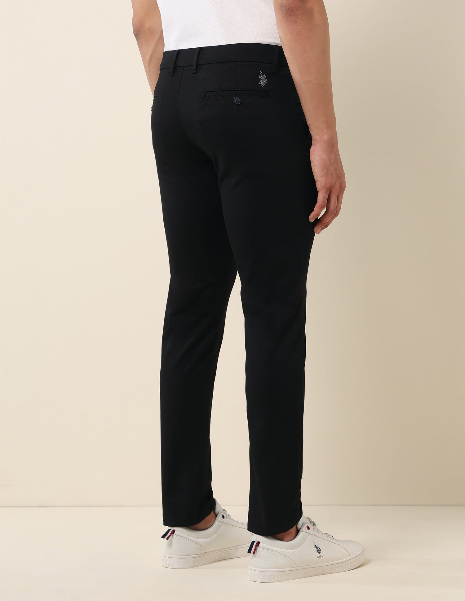 Textured Dobby Trousers Black - U.S. Polo Assn. India | Large