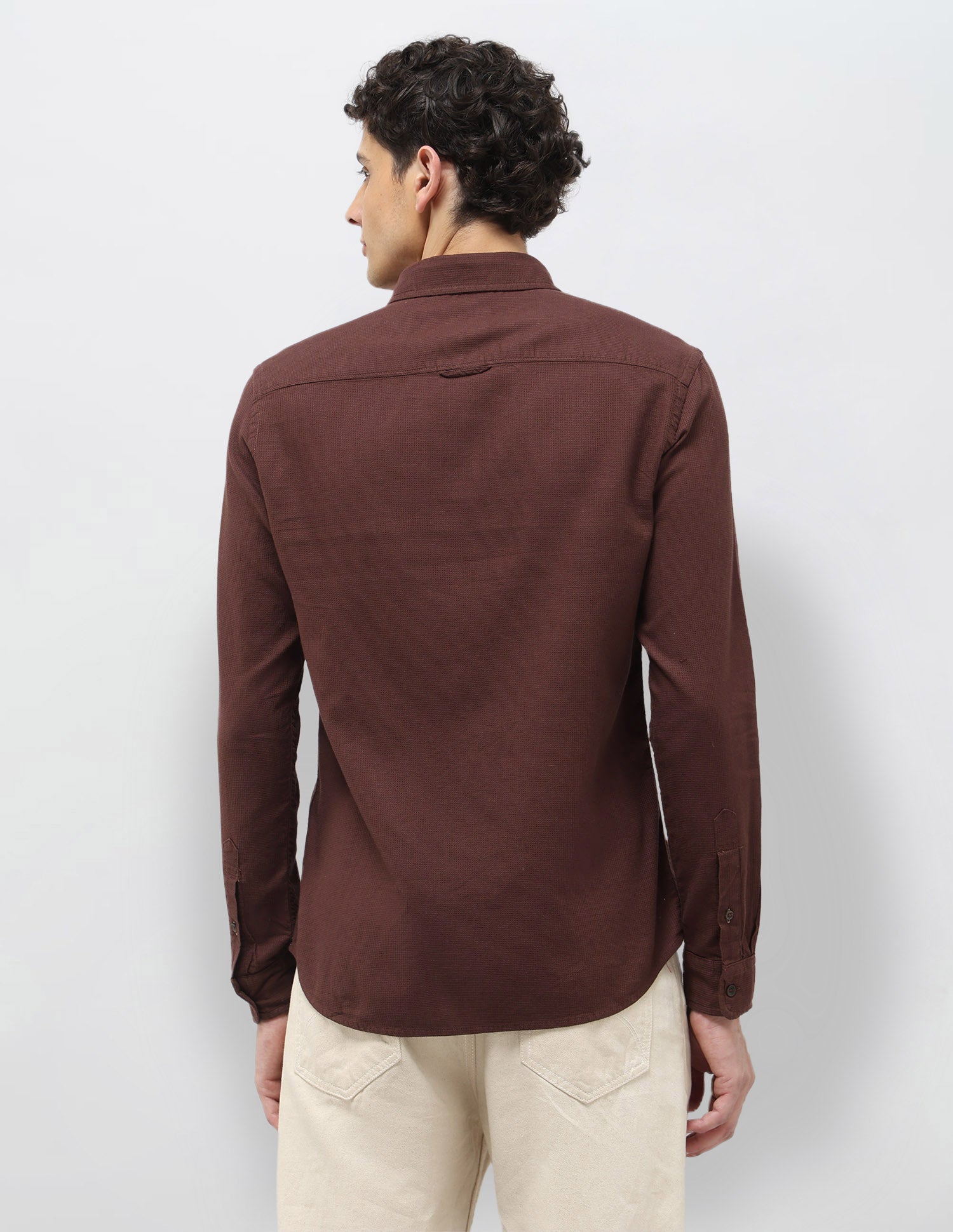 Textured Pure Cotton Shirt Rust - U.S. Polo Assn. India | Large