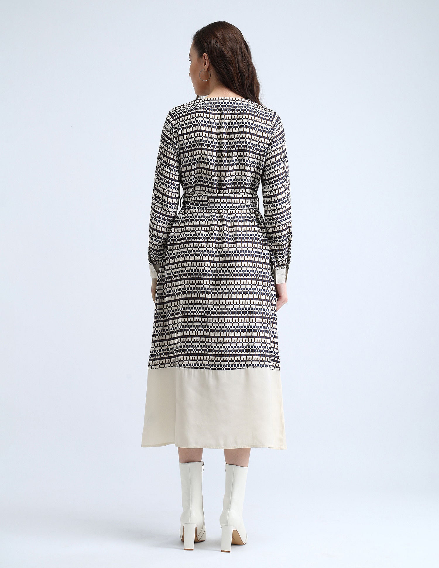 Geometric Print A-Line Dress Multicolour - U.S. POLO ASSN. | Large