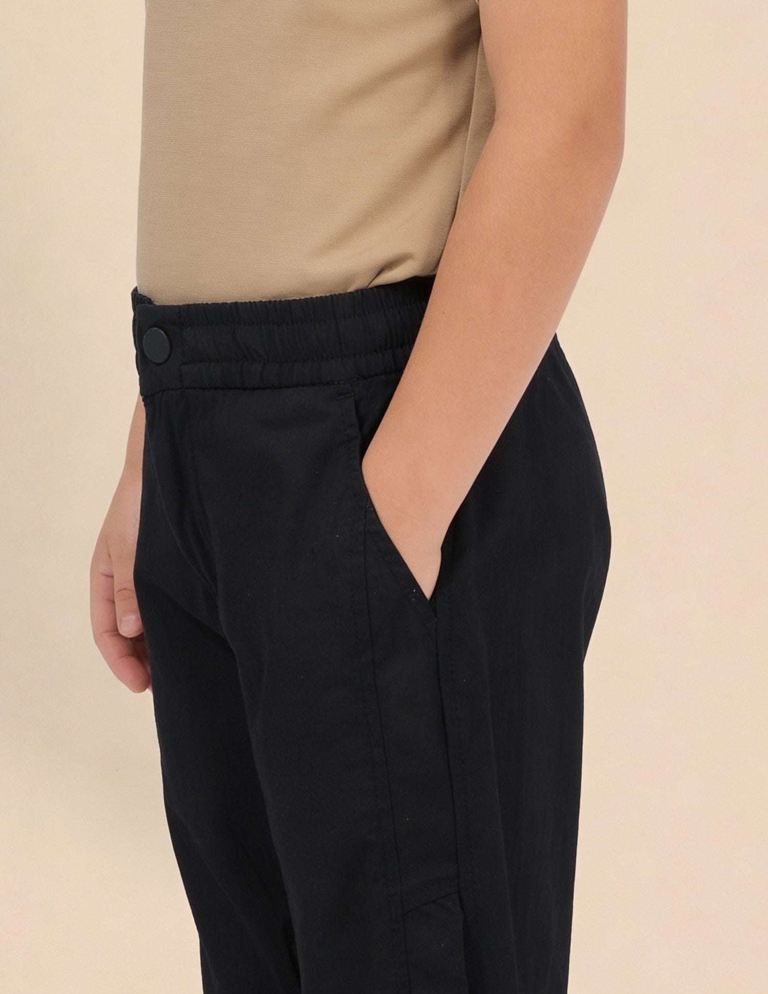 Boys Solid Relaxed Fit Trousers Black - U.S. Polo Assn. India | Large