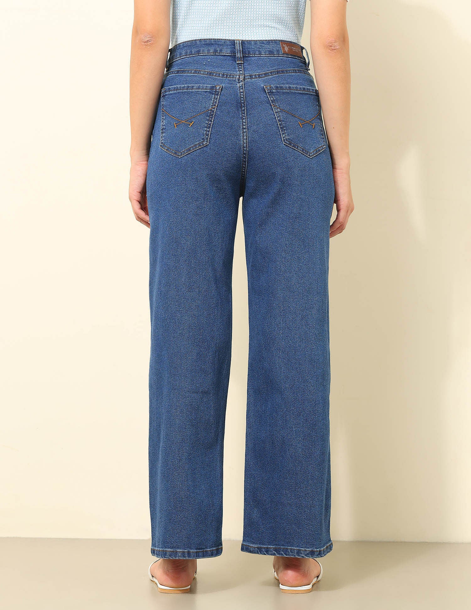 High Rise Wide Leg Fit Jeans Blue - U.S. POLO ASSN. | Large