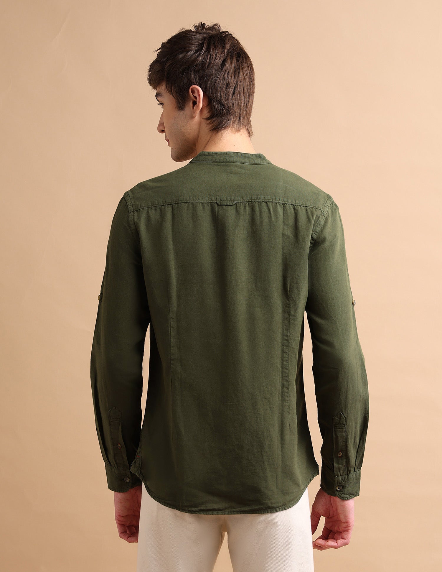 Dyed Linen Shirt Olive - U.S. POLO ASSN. | Large