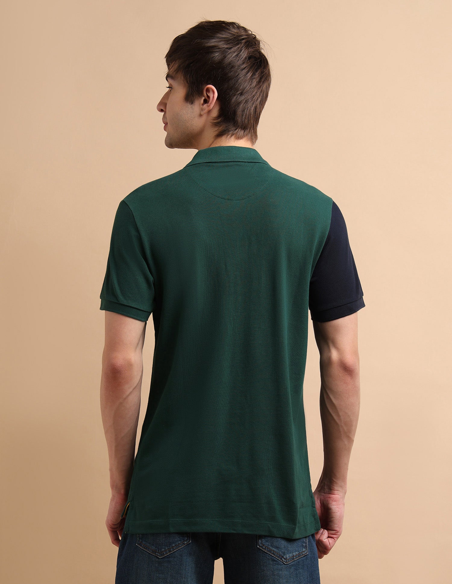 Colour Block Polo Shirt Dark Green and Navy - U.S. POLO ASSN. | Large