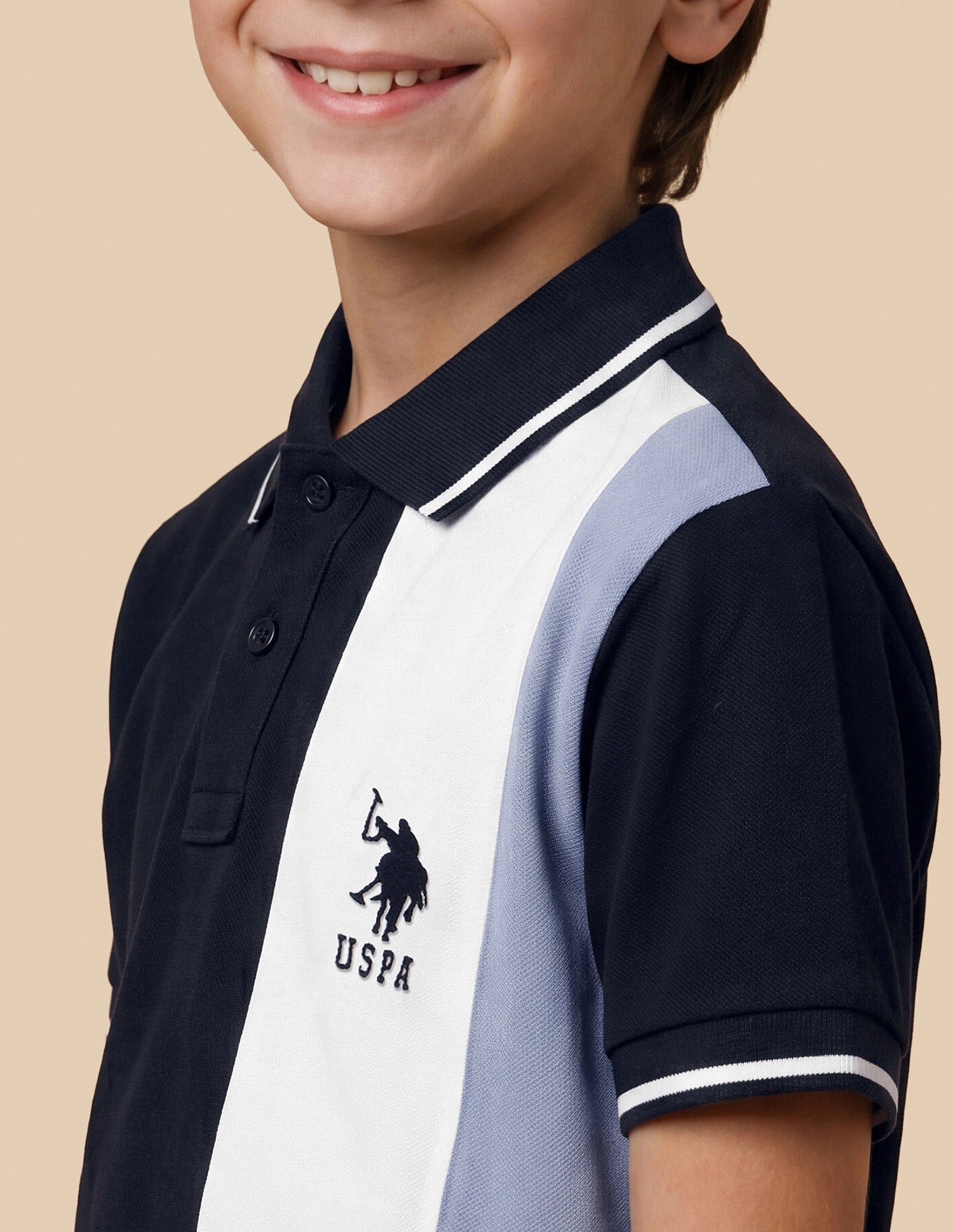 Colour Blocked Regular Fit Polo Shirt Navy - U.S. Polo Assn. India | Large