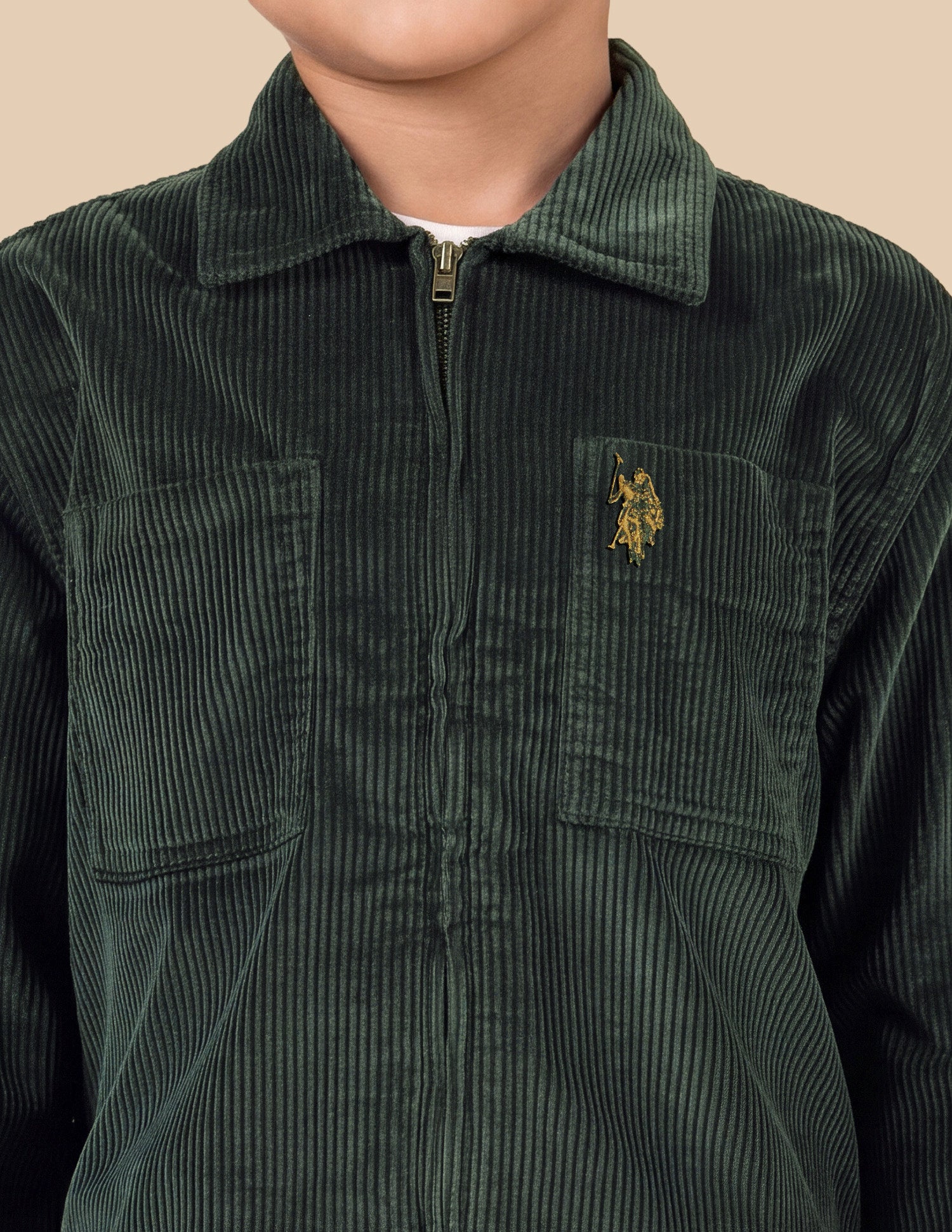 Corduroy Boxy Fit Shacket Olive - U.S. Polo Assn. India | Large