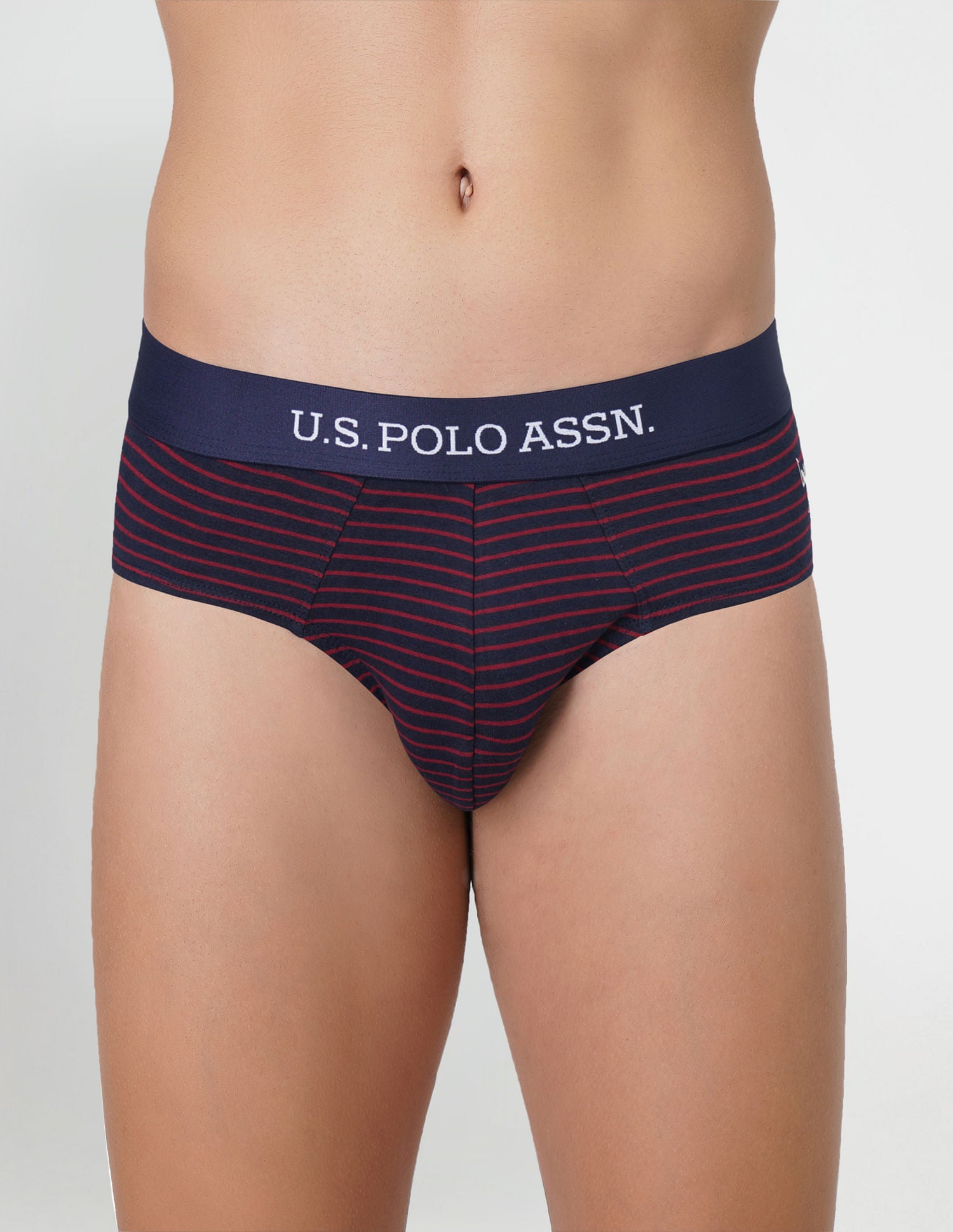 Striped Antibacterial EB005 Briefs - Pack Of 2 Navy and Maroon - U.S. POLO ASSN. | Large