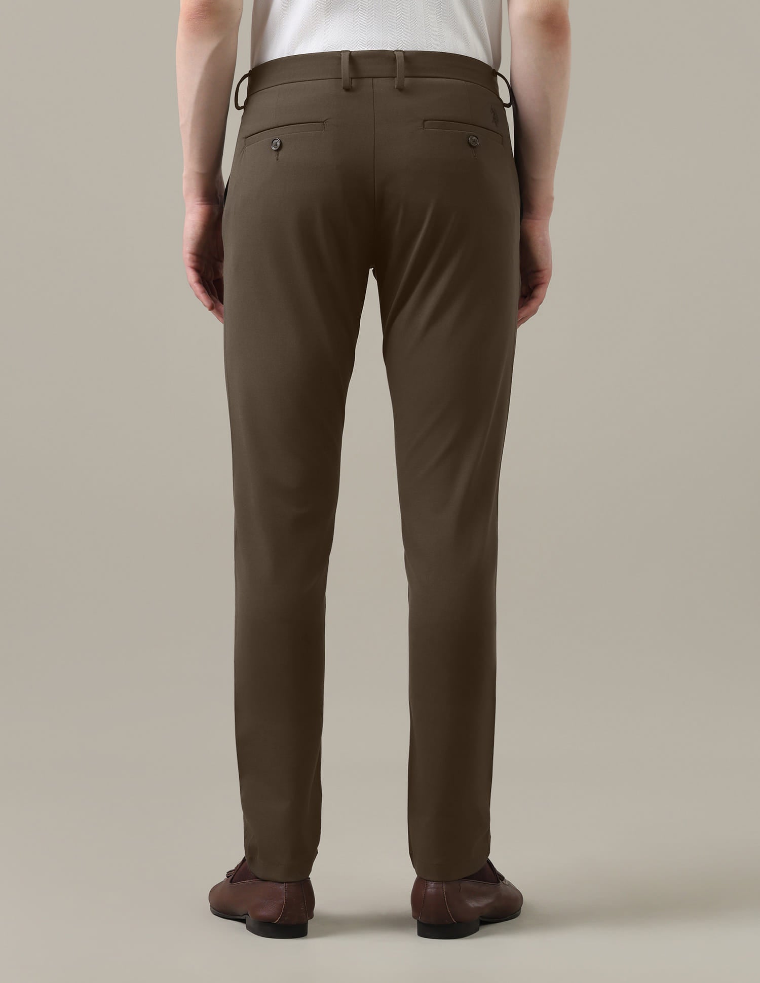 Satin Austin Slim Fit Trousers Brown - U.S. Polo Assn. India | Large