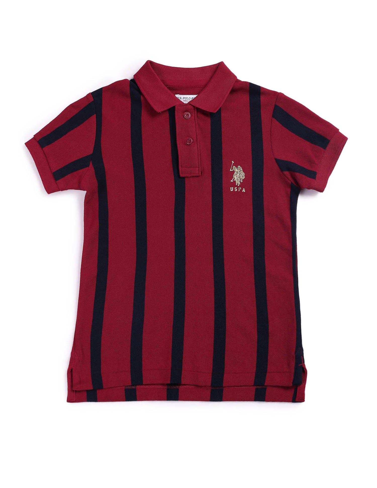 Boys Vertical Striped Regular Fit Polo Shirt Tawny Port - U.S. POLO ASSN. | Large