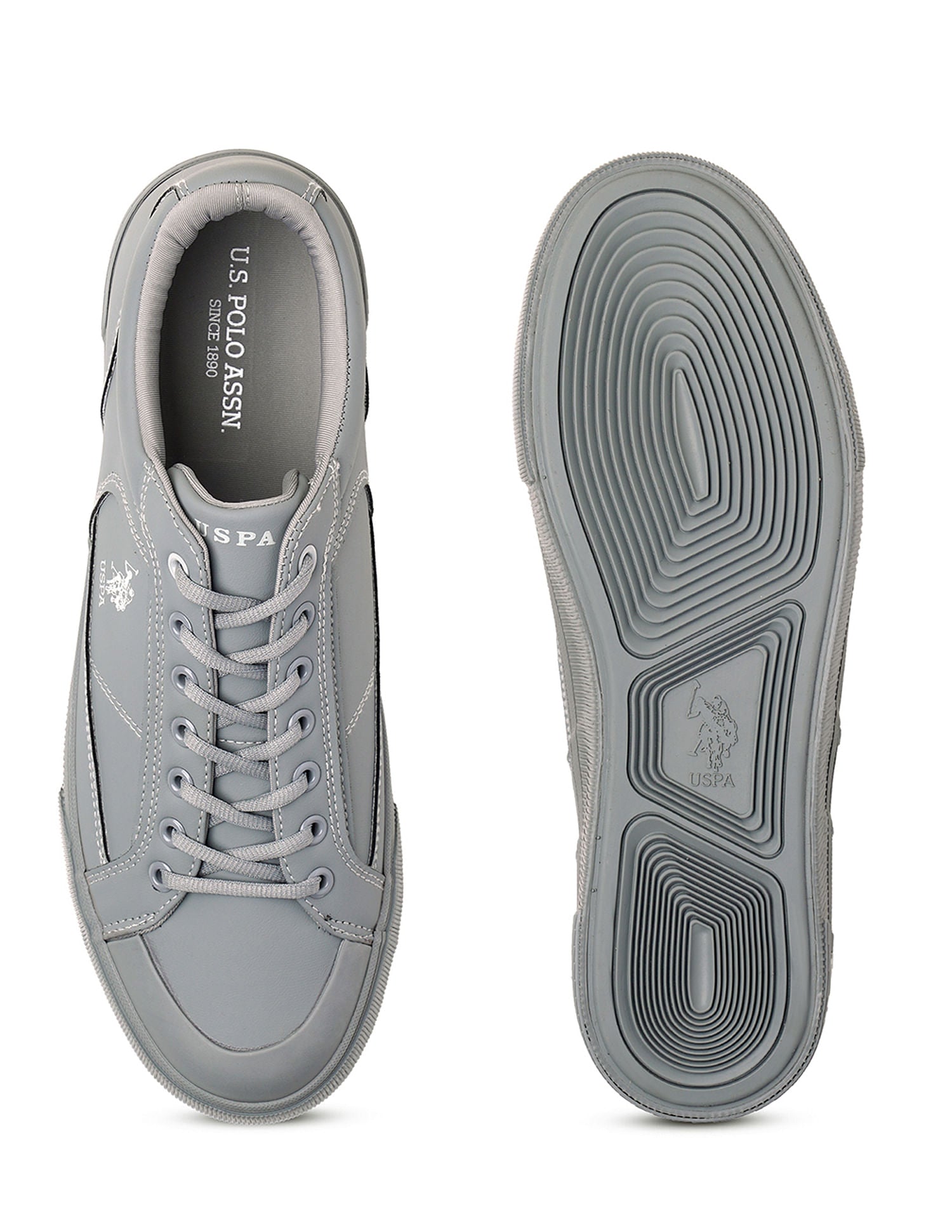 Men Round Toe Lace Up Ruben Sneakers Grey - U.S. Polo Assn. India | Large