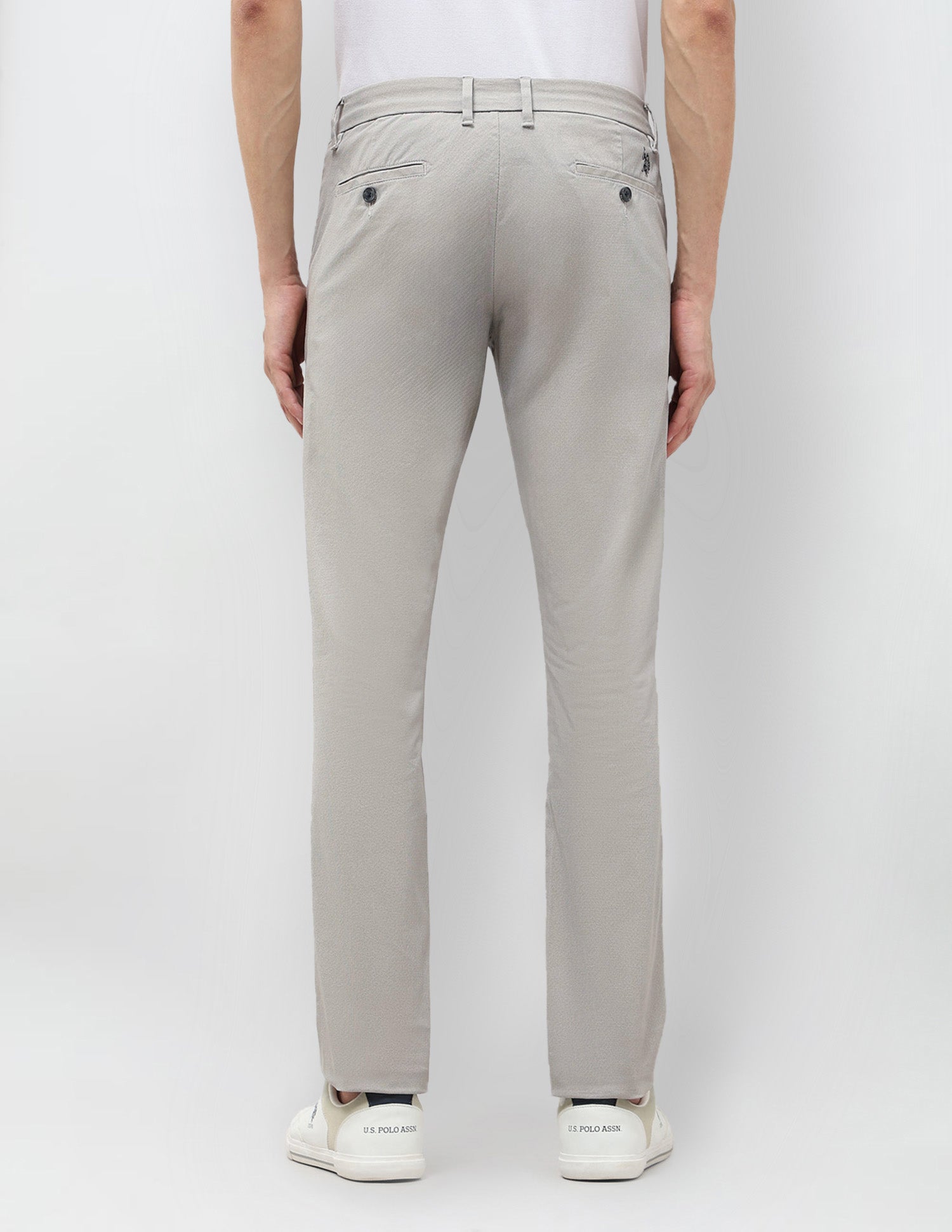Textured Slim Fit Trousers Light Grey - U.S. Polo Assn. India | Large