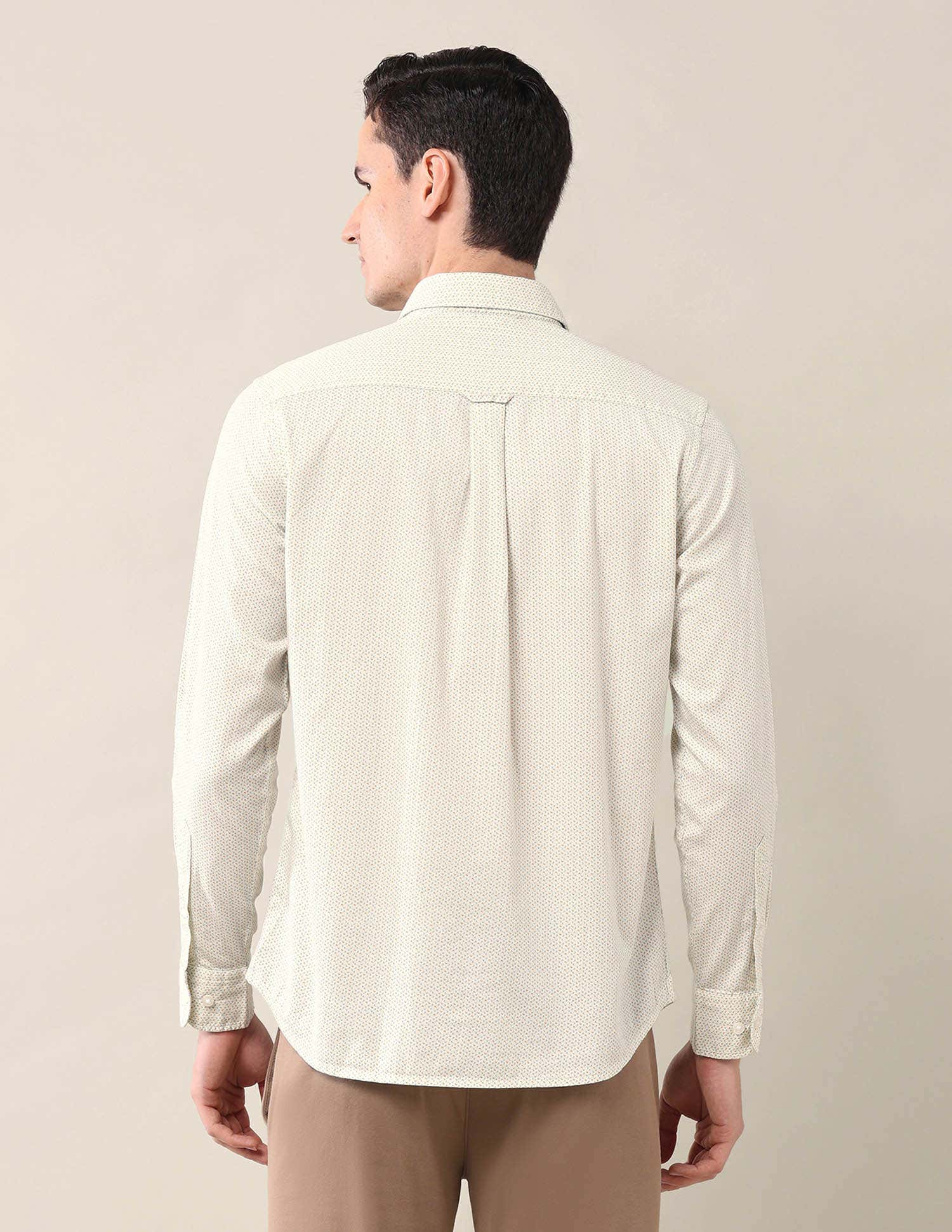 All-Over Printed Tailored Fit Shirt Cream - U.S. Polo Assn. India | Large
