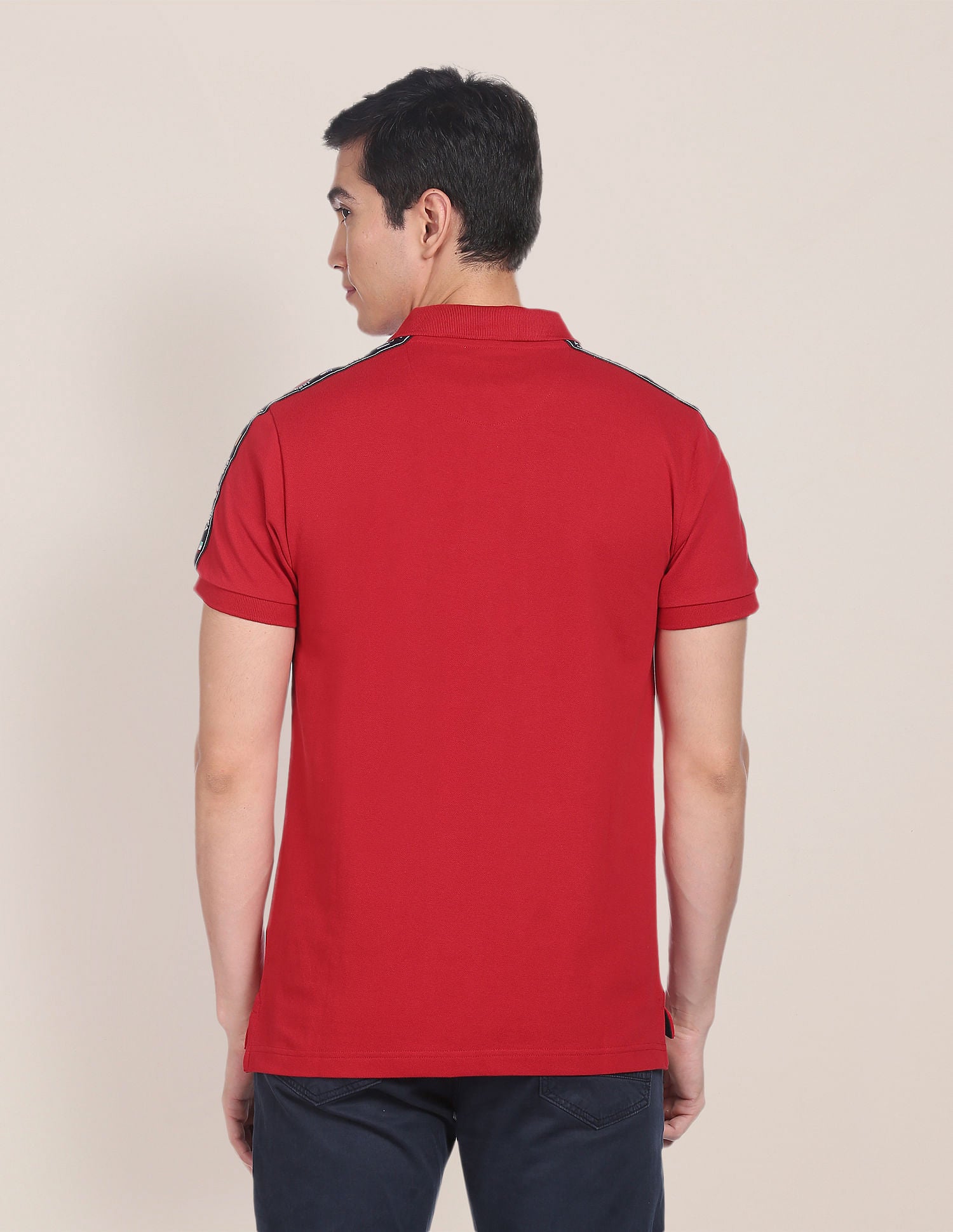 Brand Tape Solid Cotton Polo Shirt Red - U.S. Polo Assn. India | Large