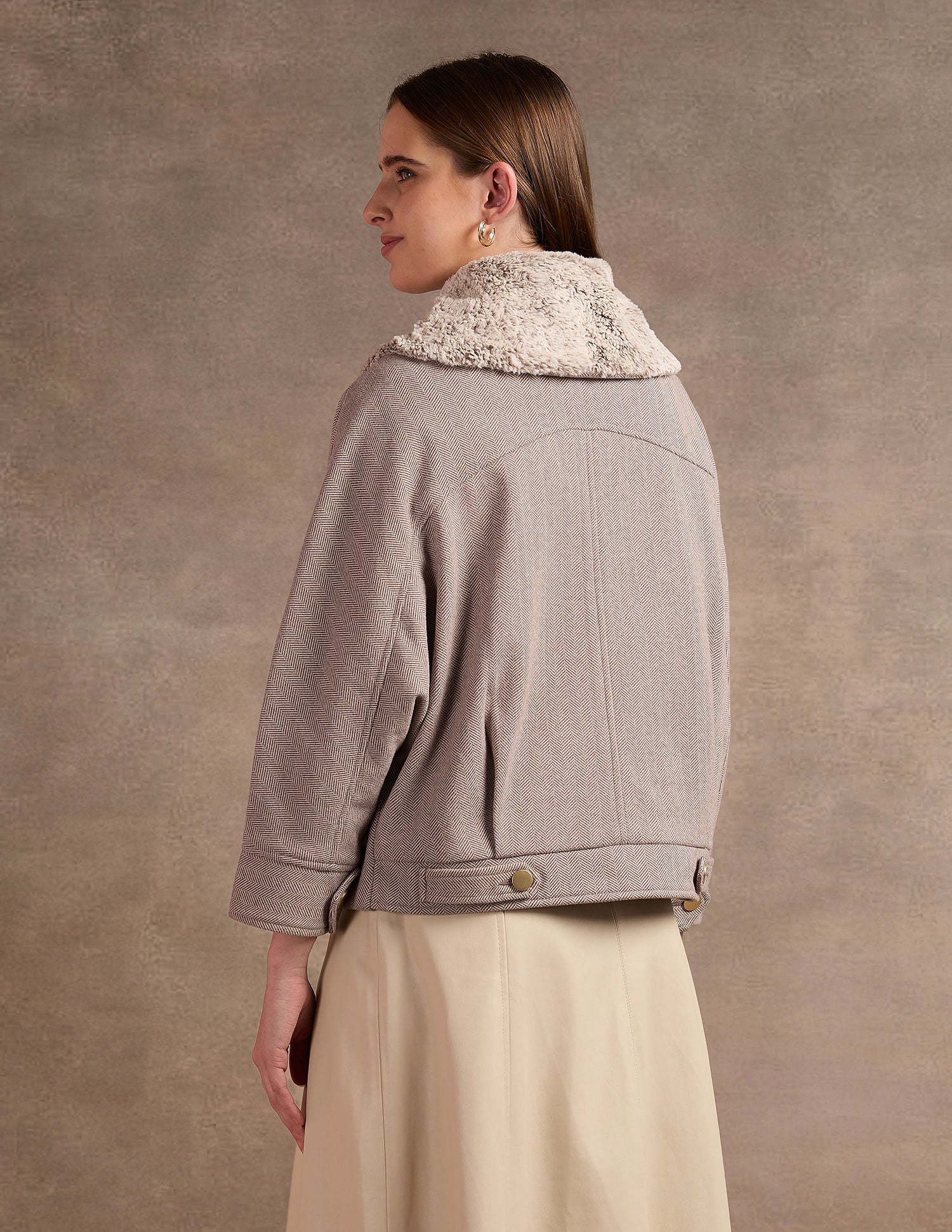 Fur Collar Kimono Jacket Brown - U.S. POLO ASSN. | Large