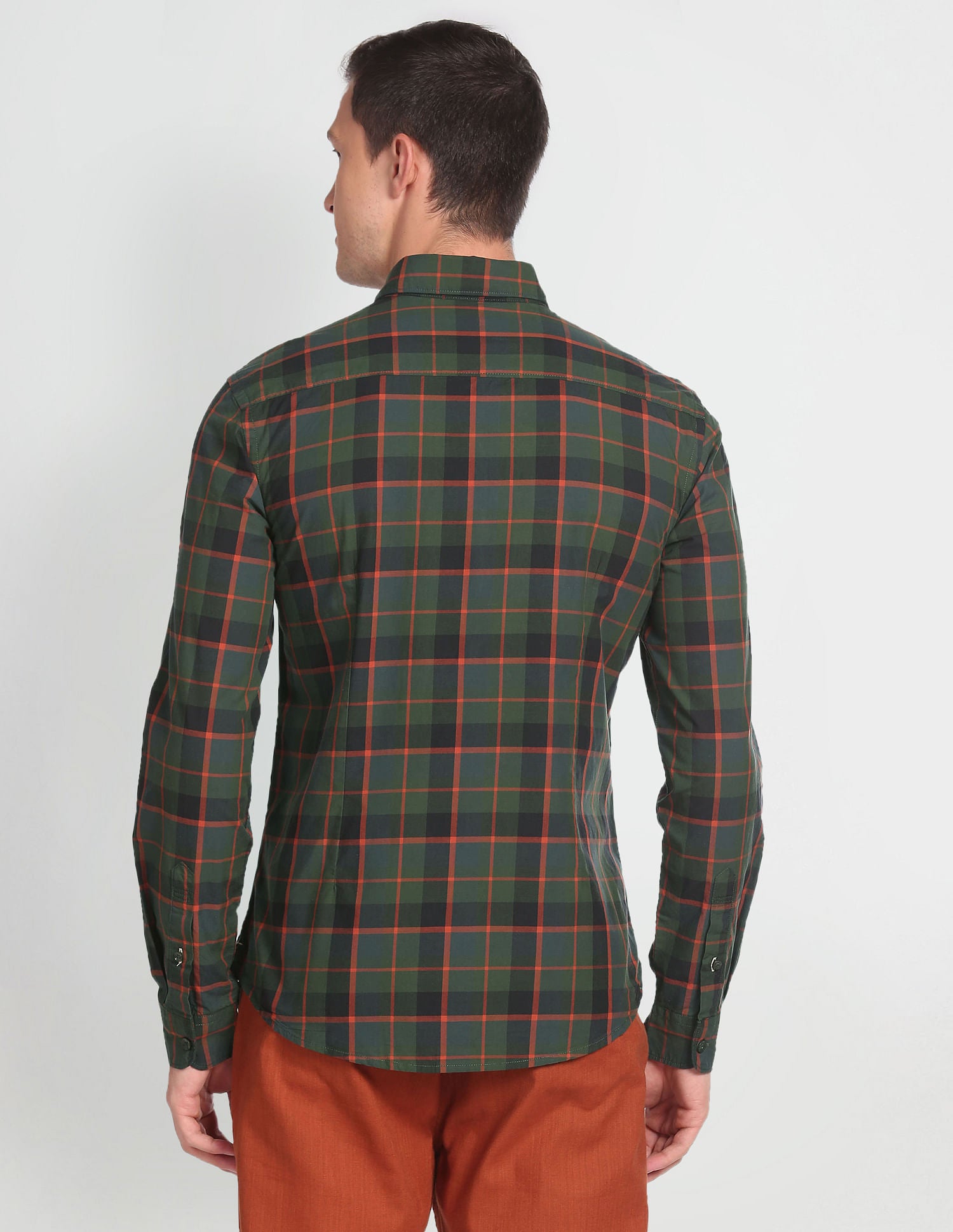 Tartan Check Cotton Shirt Olive - U.S. Polo Assn. India | Large