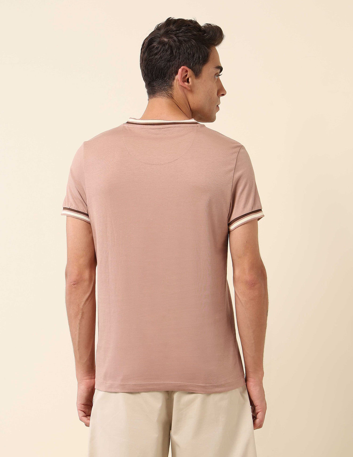 Pure Cotton Slim Fit T- Shirt Light Brown - U.S. Polo Assn. India | Large