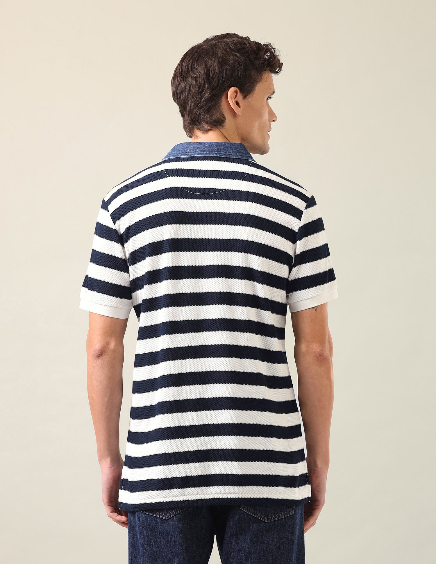Horizontal Striped Slim Fit Polo Shirt Navy - U.S. Polo Assn. India | Large