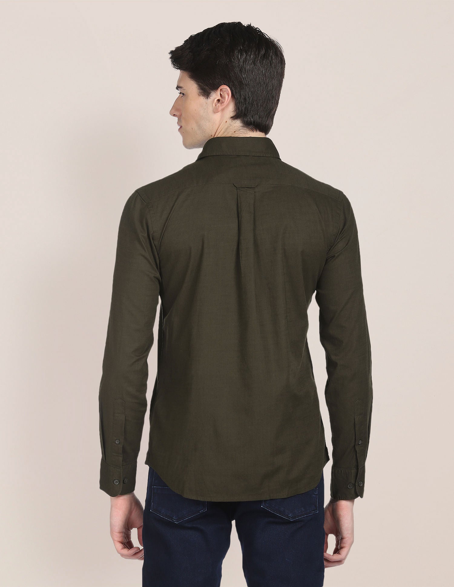 Regular Fit Solid Casual Shirt Olive - U.S. Polo Assn. India | Large