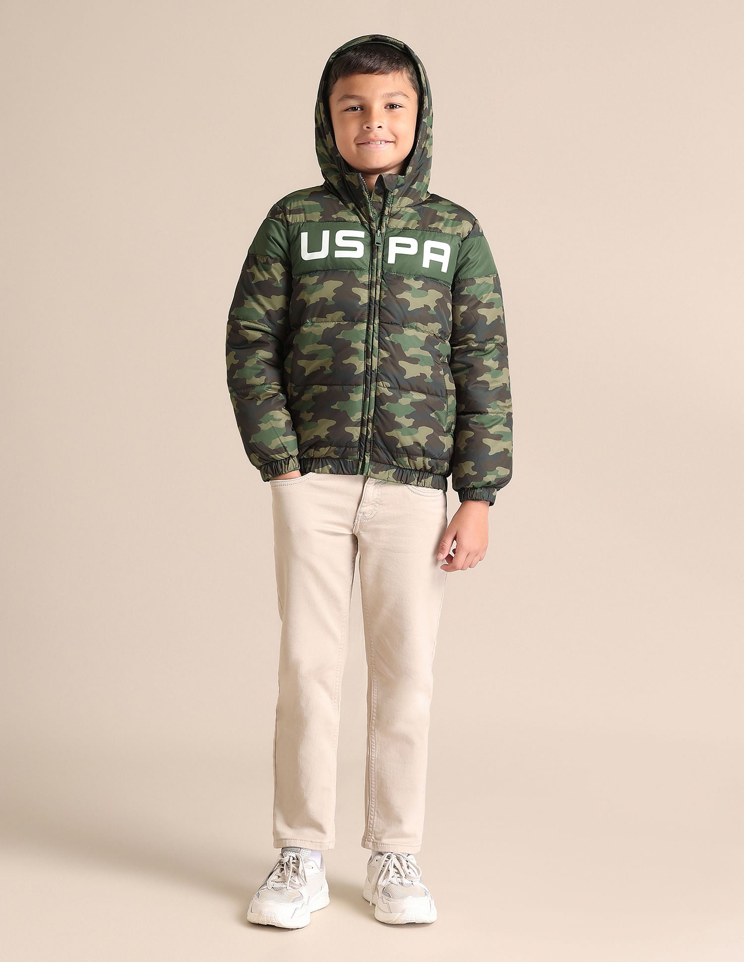 Boys Printed Hooded Jacket Camo - U.S. POLO ASSN. | Large