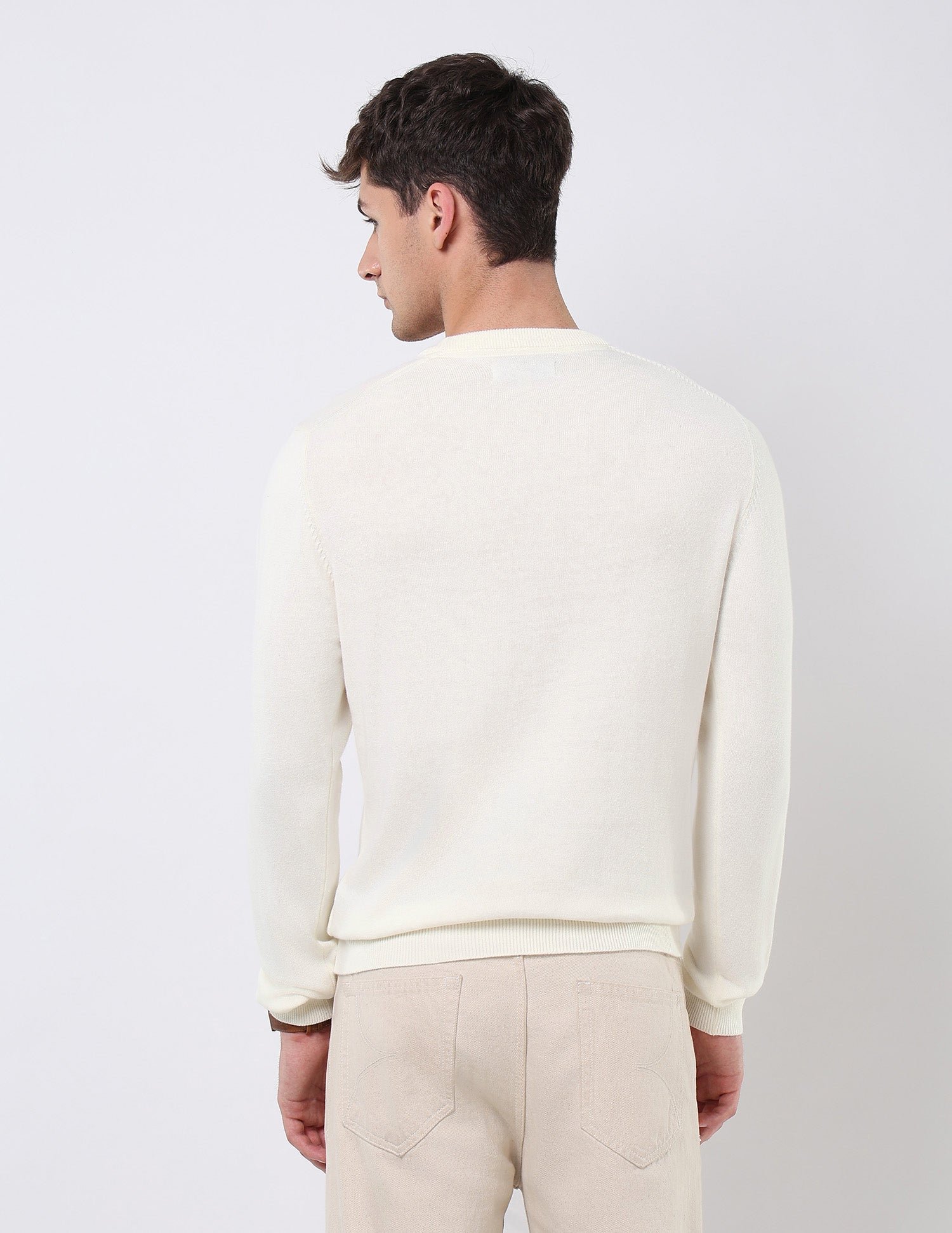 Brand Embroidered Regular Fit Sweater Off White - U.S. POLO ASSN. | Large