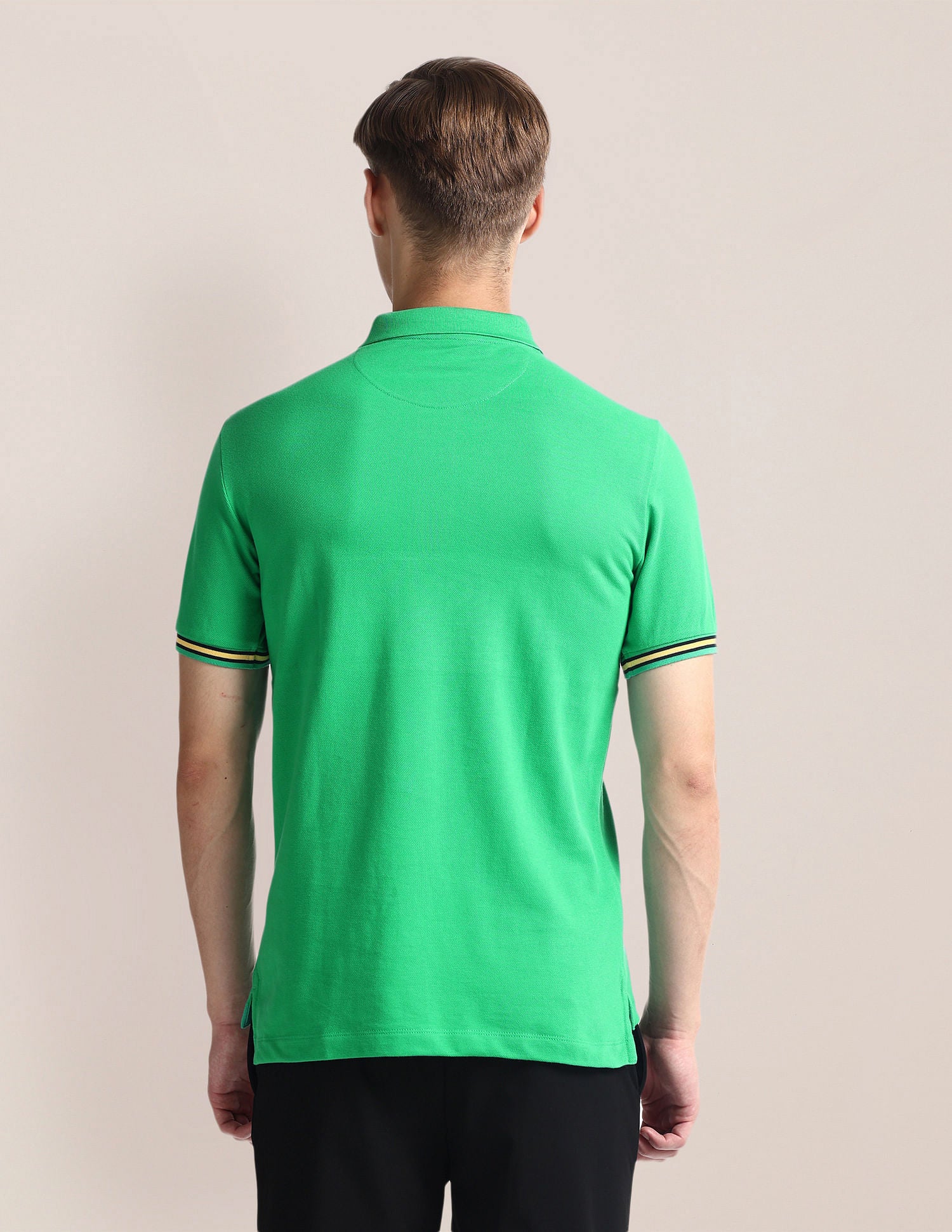 Brand Print Slim Fit Polo Shirt Green - U.S. Polo Assn. India | Large