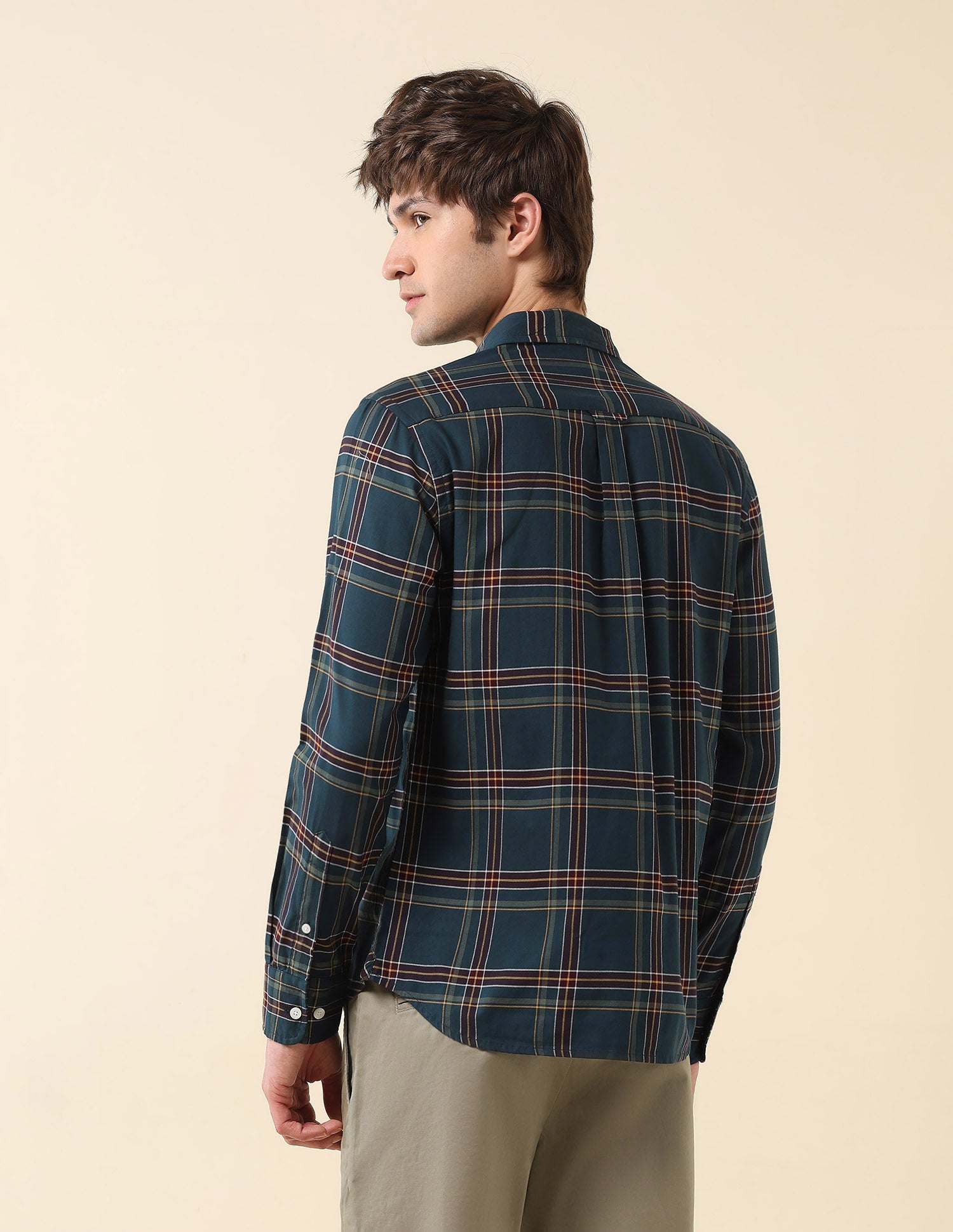 Grid Tattersall Checked Tailored Fit Shirt Teal - U.S. POLO ASSN. | Large