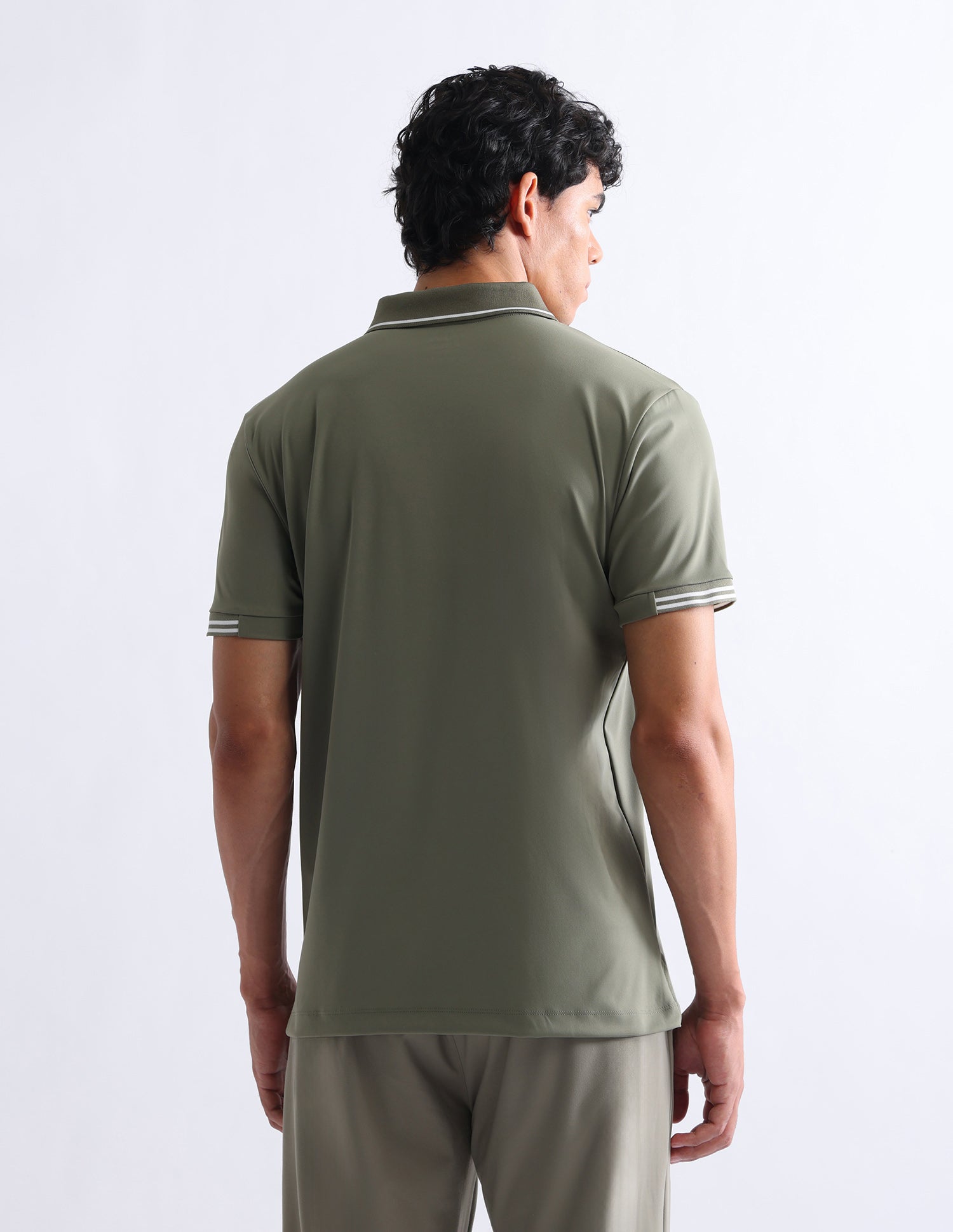 Solid Slim Fit Polo Shirt Light Olive - U.S. Polo Assn. India | Large