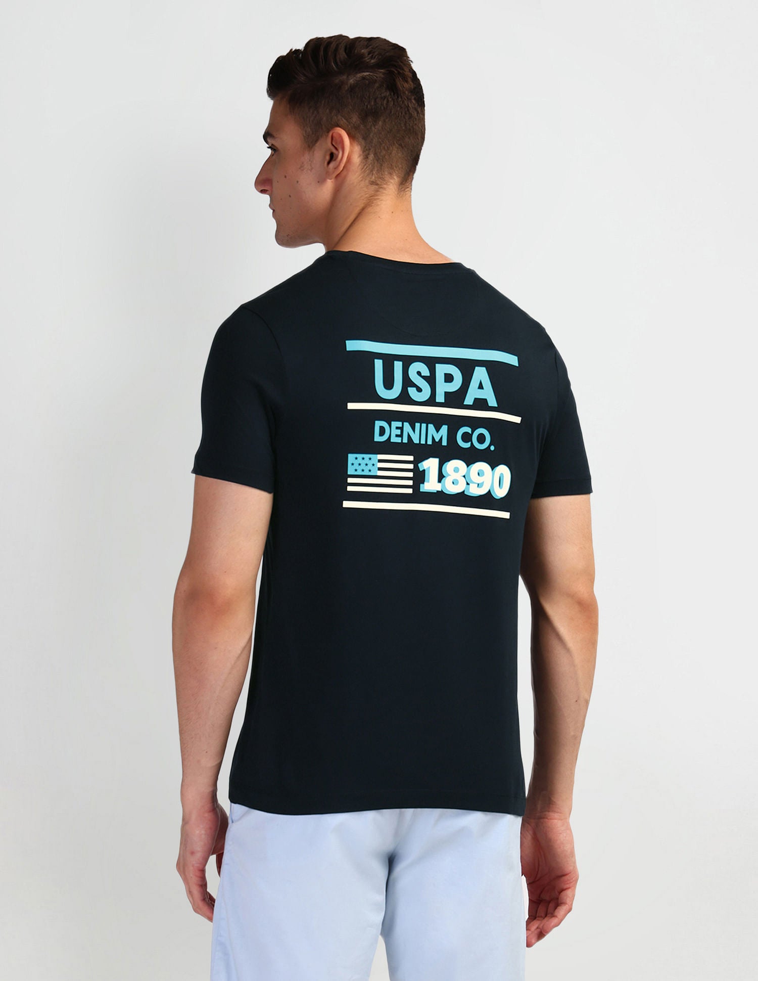 Brand Print Muscle Fit T-Shirt Navy - U.S. POLO ASSN. | Large