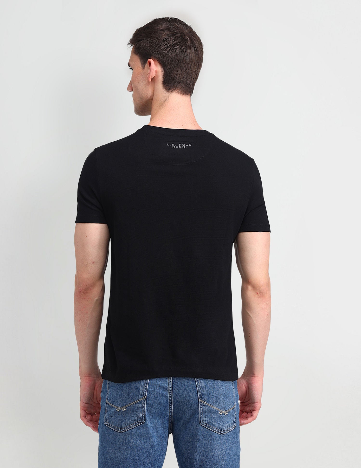 Muscle Fit Brand Print T-Shirt Black - U.S. Polo Assn. India | Large