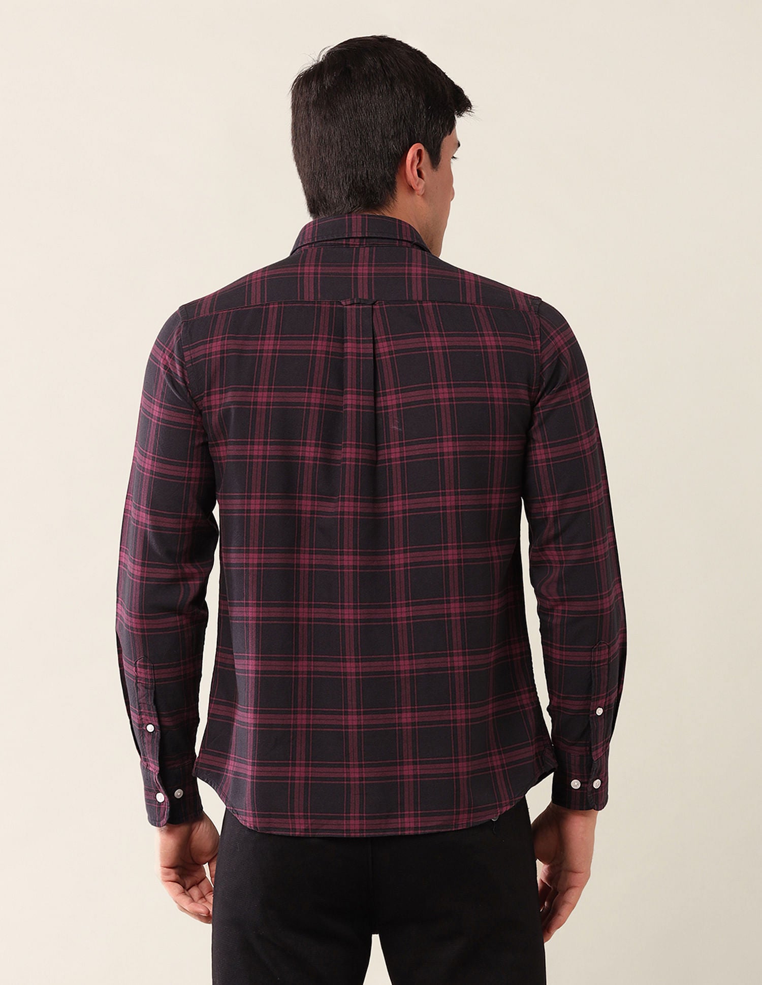 Tailored Fit Checked Shirt Maroon - U.S. Polo Assn. India | Large