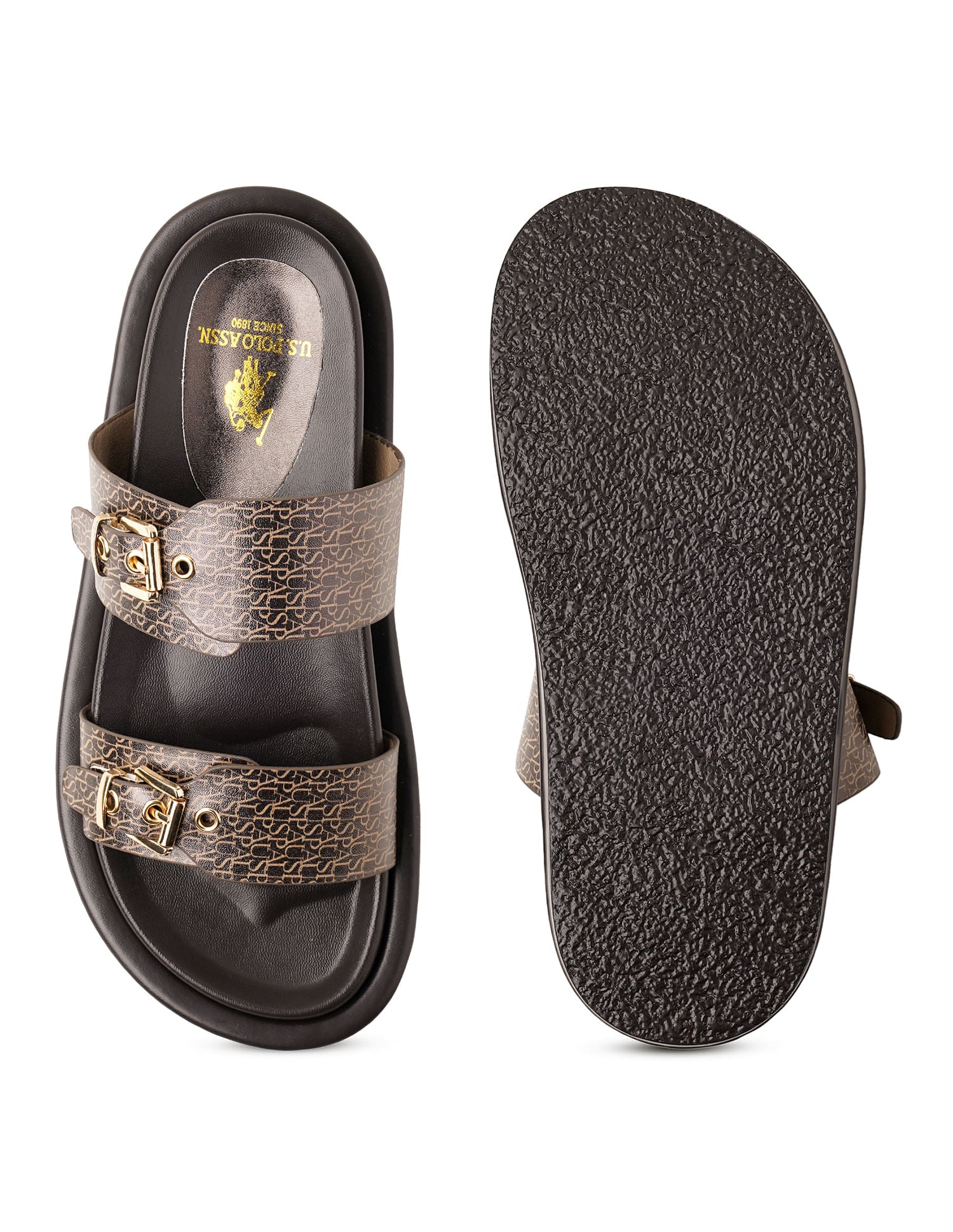 Open Toe Buckle Detail Maria Sandals Brown - U.S. POLO ASSN. | Large