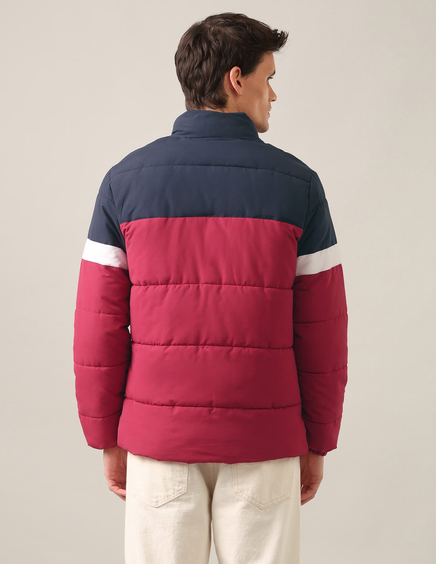 High Neck Colour Block Jacket Navy and Red - U.S. Polo Assn. India | Large