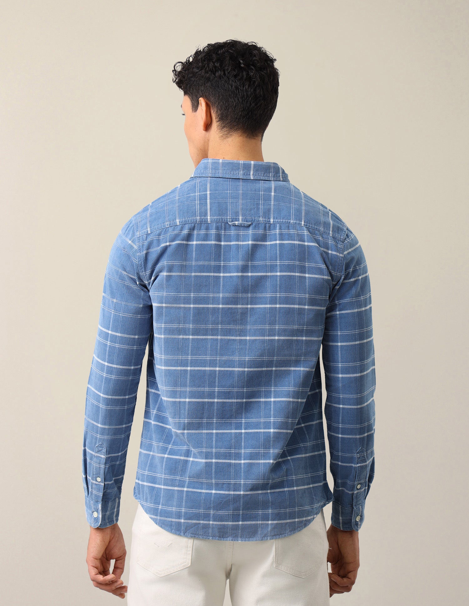 Corduroy Grid Tattersall Checked Shirt Light Indigo - U.S. Polo Assn. India | Large