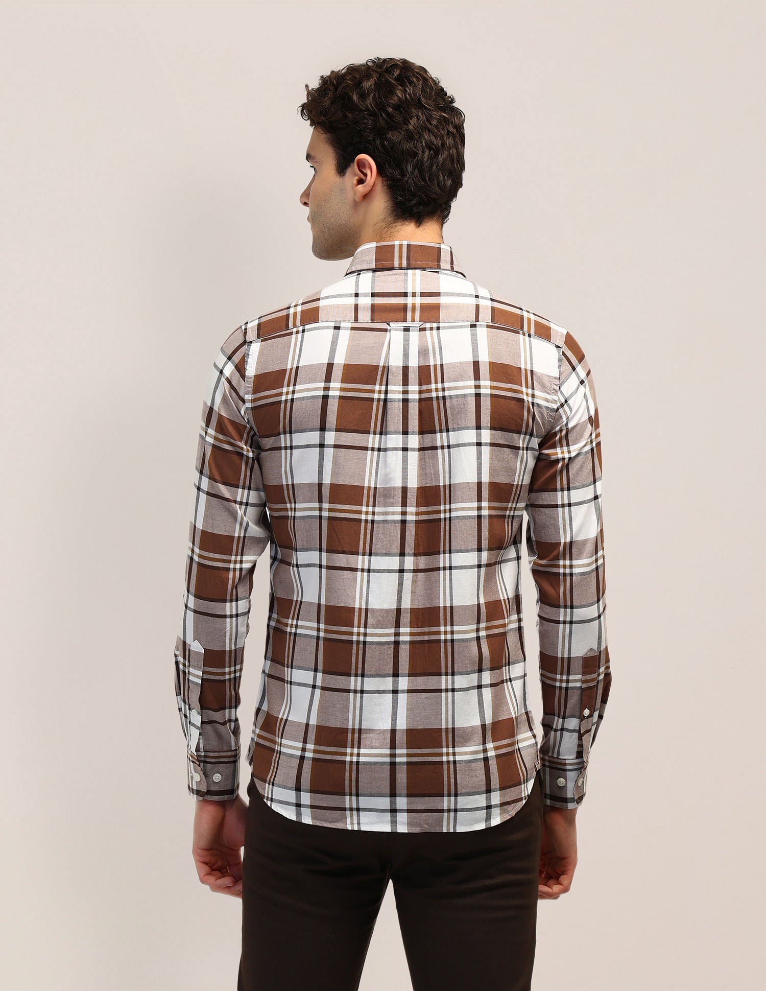 Tailored Fit Dobby Checked Shirt Rust - U.S. POLO ASSN. | Large