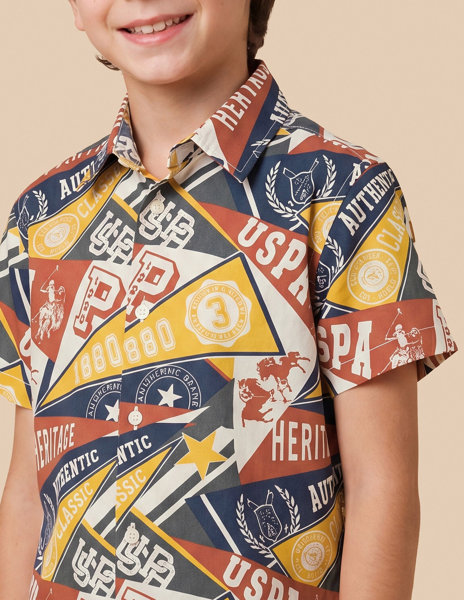 Graphic Brand Printed Twill Shirt Brown - U.S. Polo Assn. India | Large