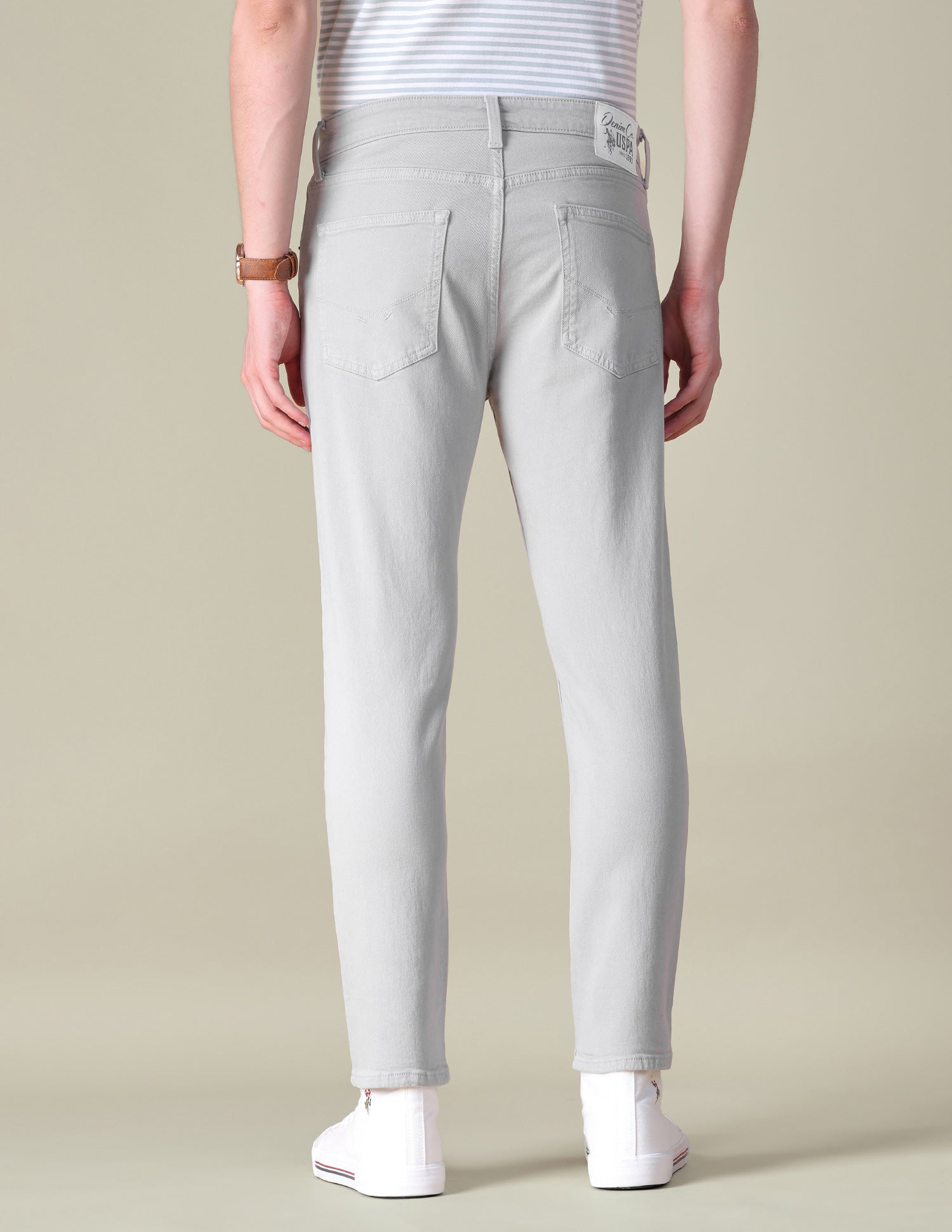 Cole Comfort Cropped Fit Grey Jeans Light Grey - U.S. POLO ASSN. | Large