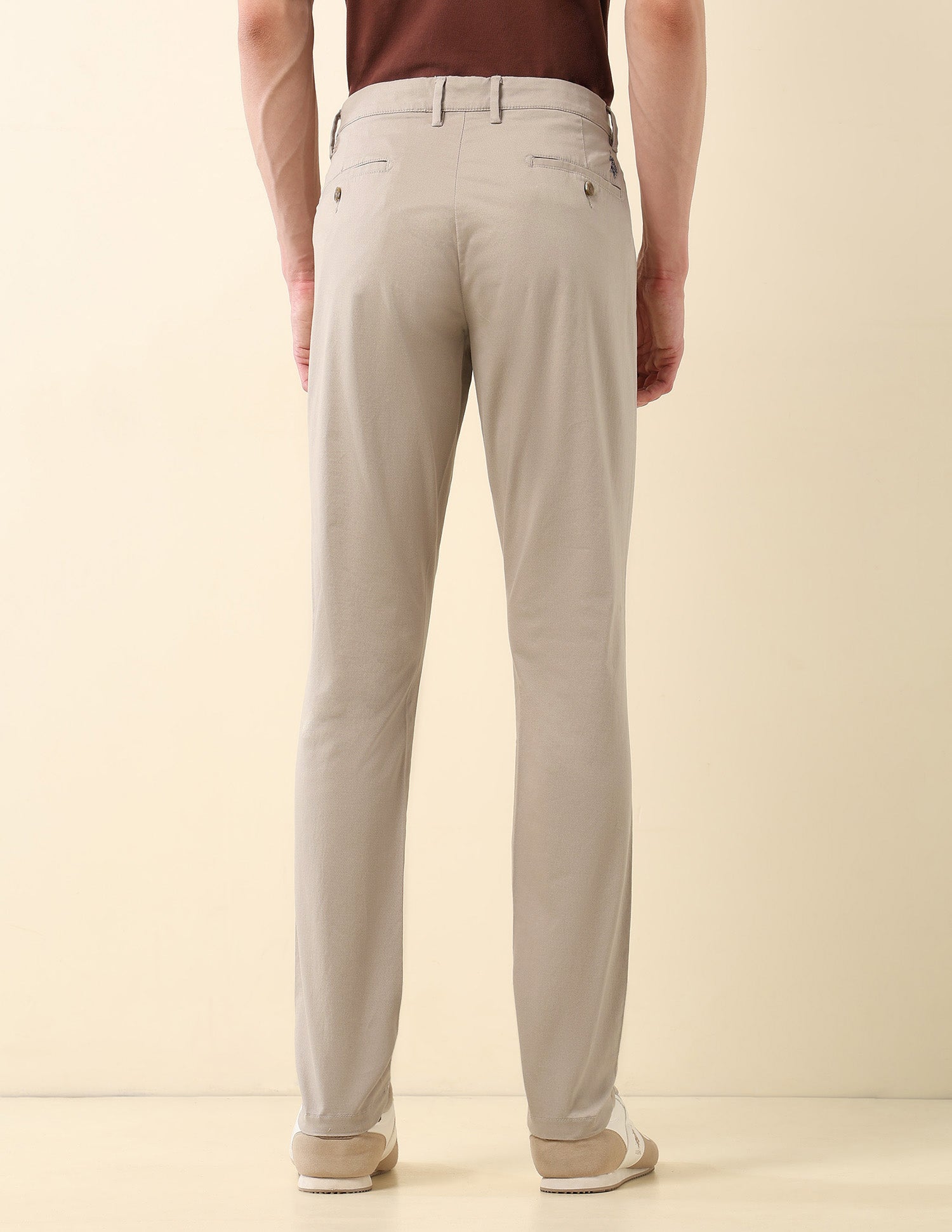 Textured Austin Slim Fit Trousers Beige - U.S. Polo Assn. India | Large